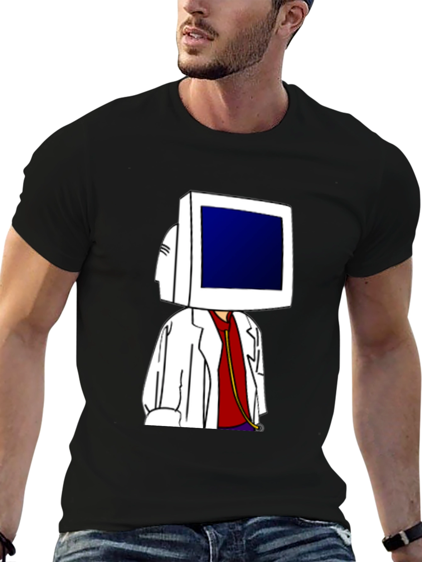 Computer Head Doctor Funny Graphic Tee