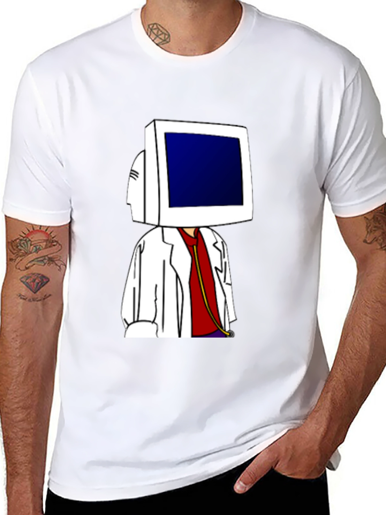 Computer Head Doctor Funny Graphic Tee