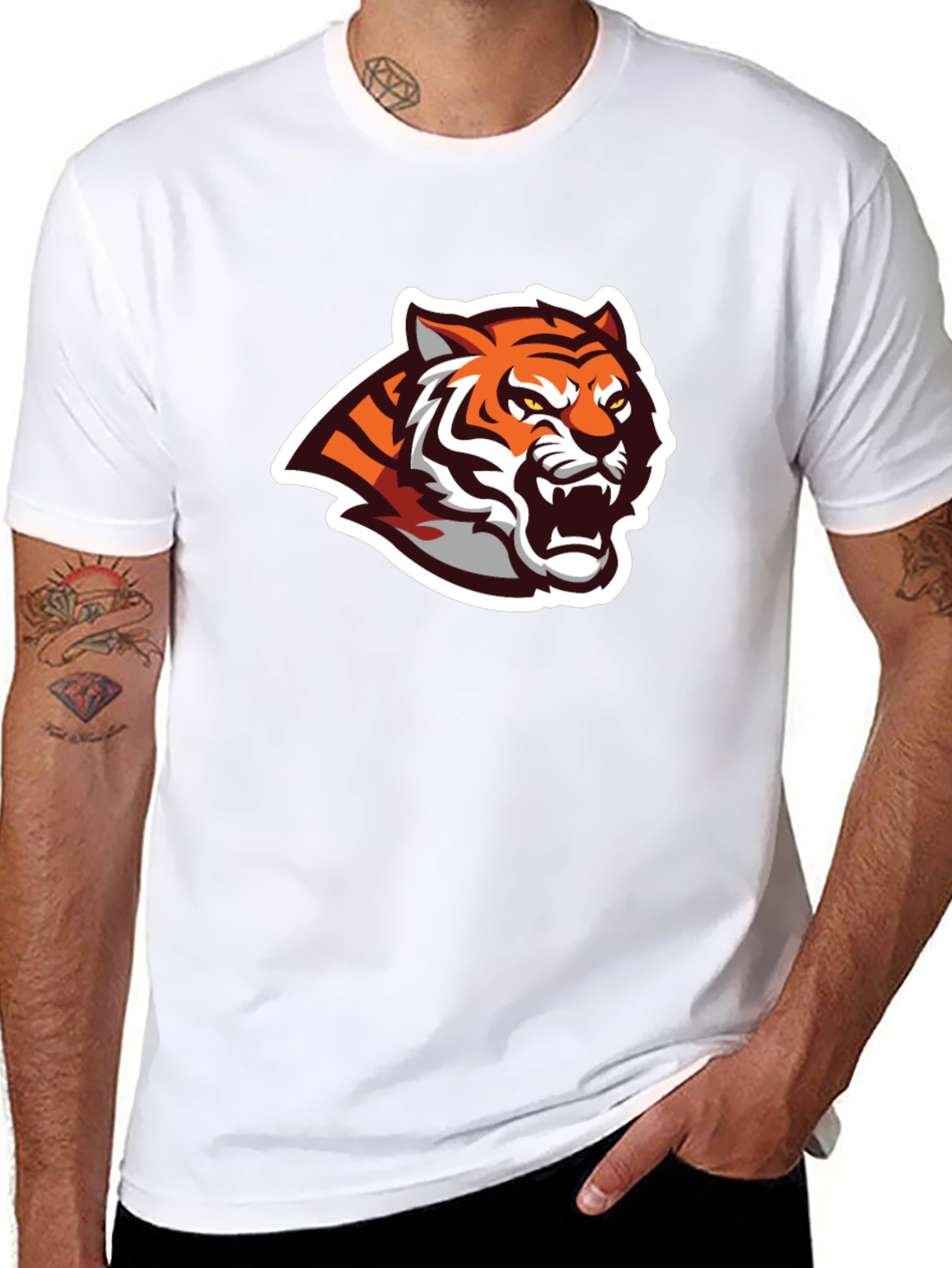Black T-Shirt with Tiger Graphic