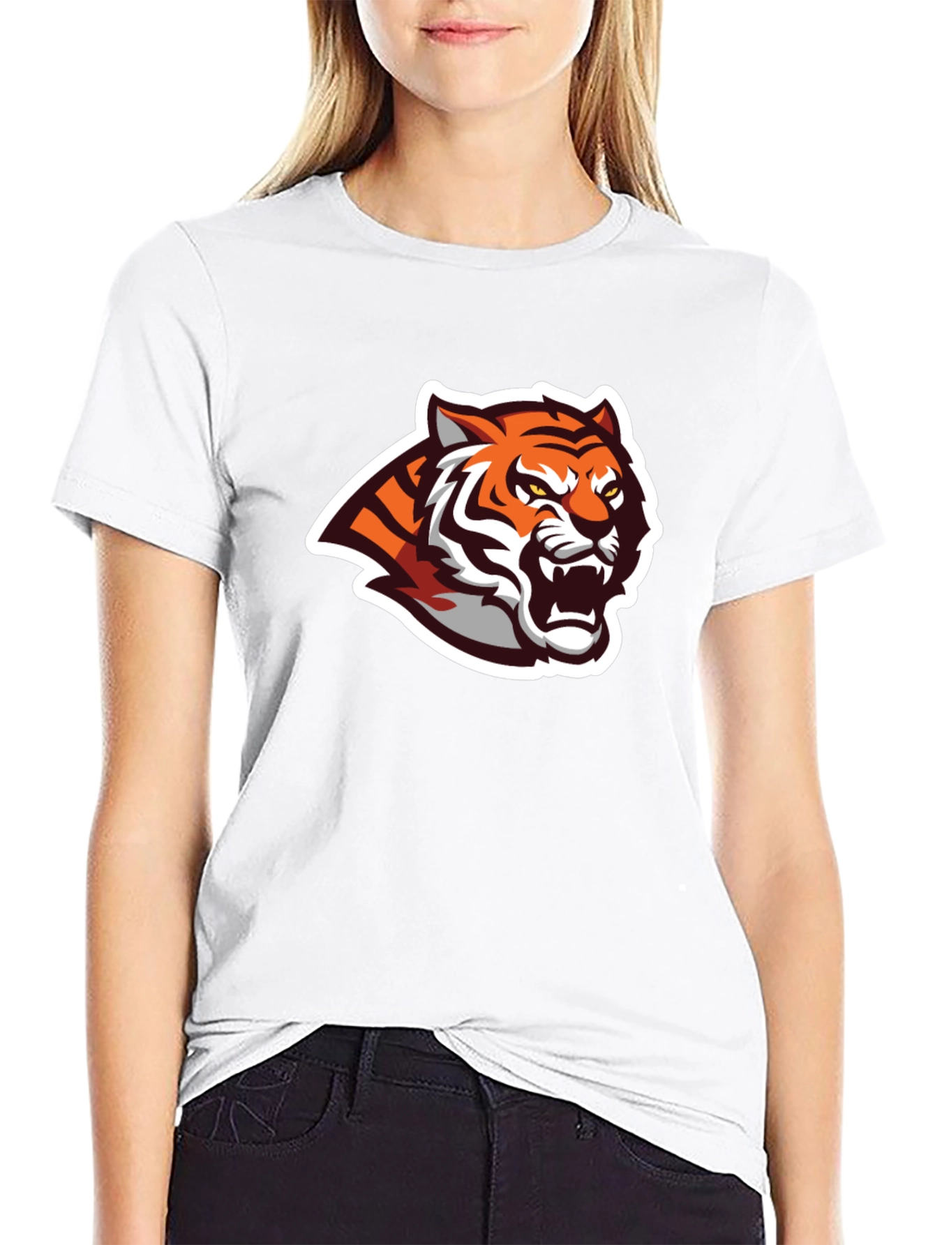 Black T-Shirt with Tiger Graphic