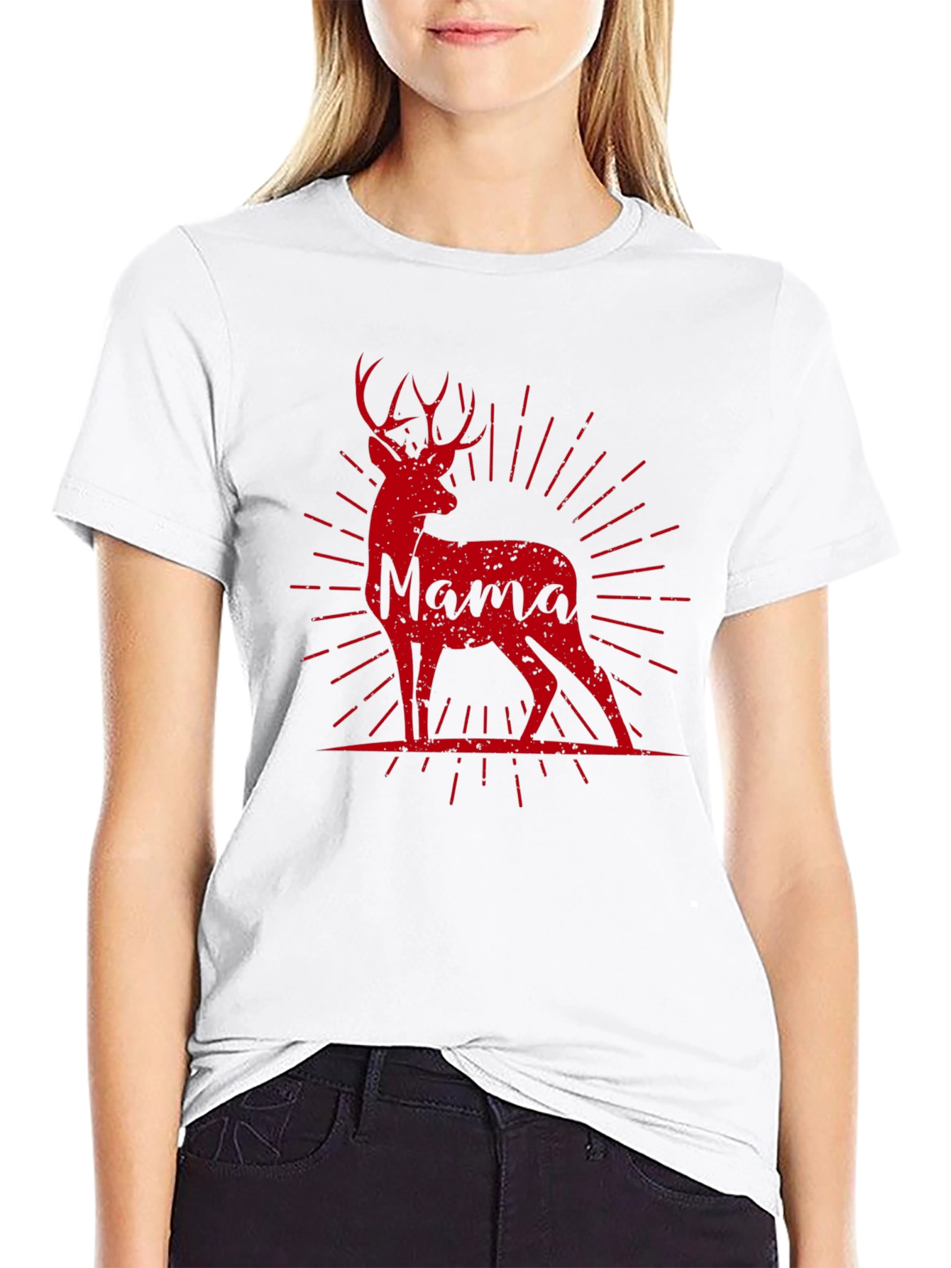 Mama Deer Graphic Tee - Black