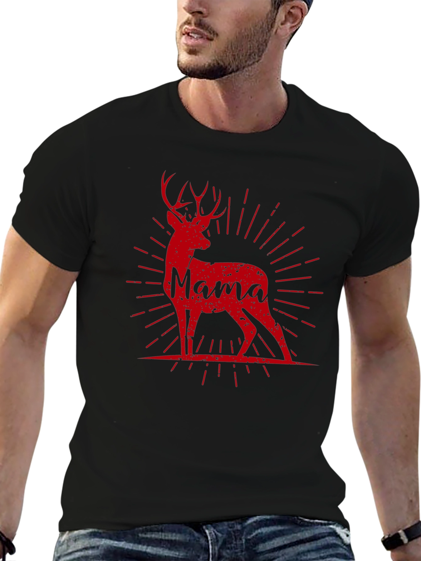 Mama Deer Graphic Tee - Black
