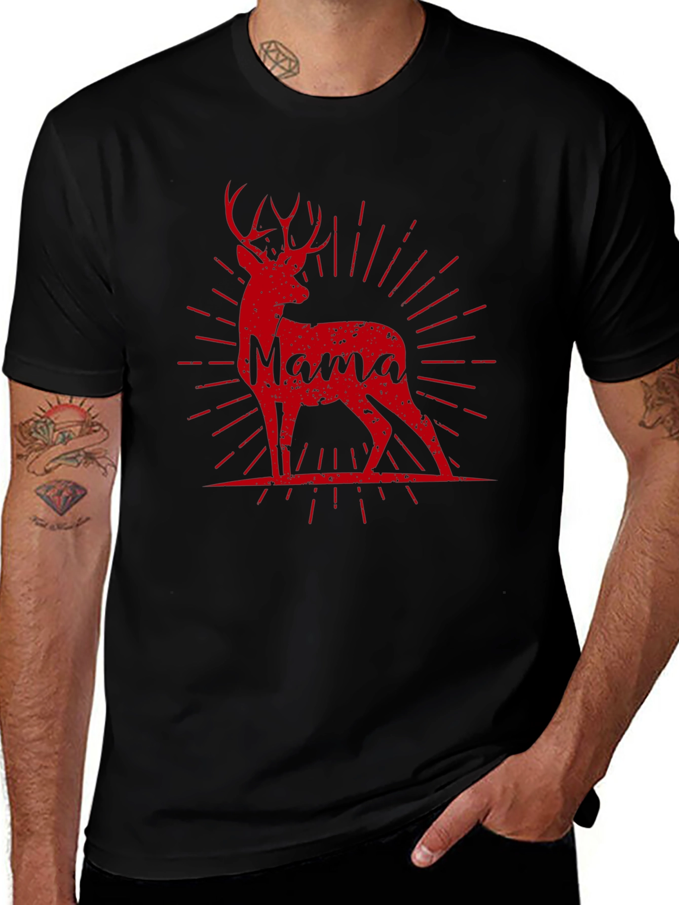 Mama Deer Graphic Tee - Black