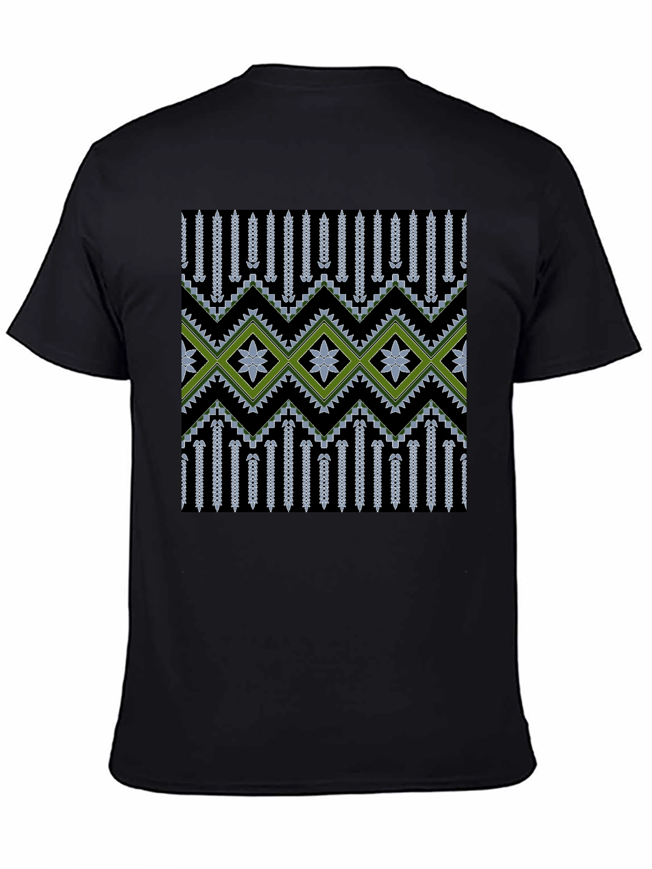 Stylish Geometric Patterned Mens Black Tee