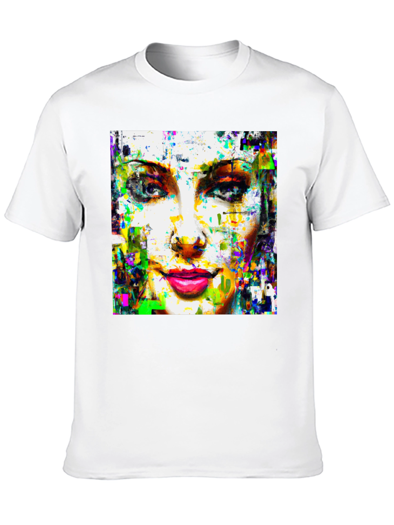 Abstract Woman Face Art Print Black T-Shirt