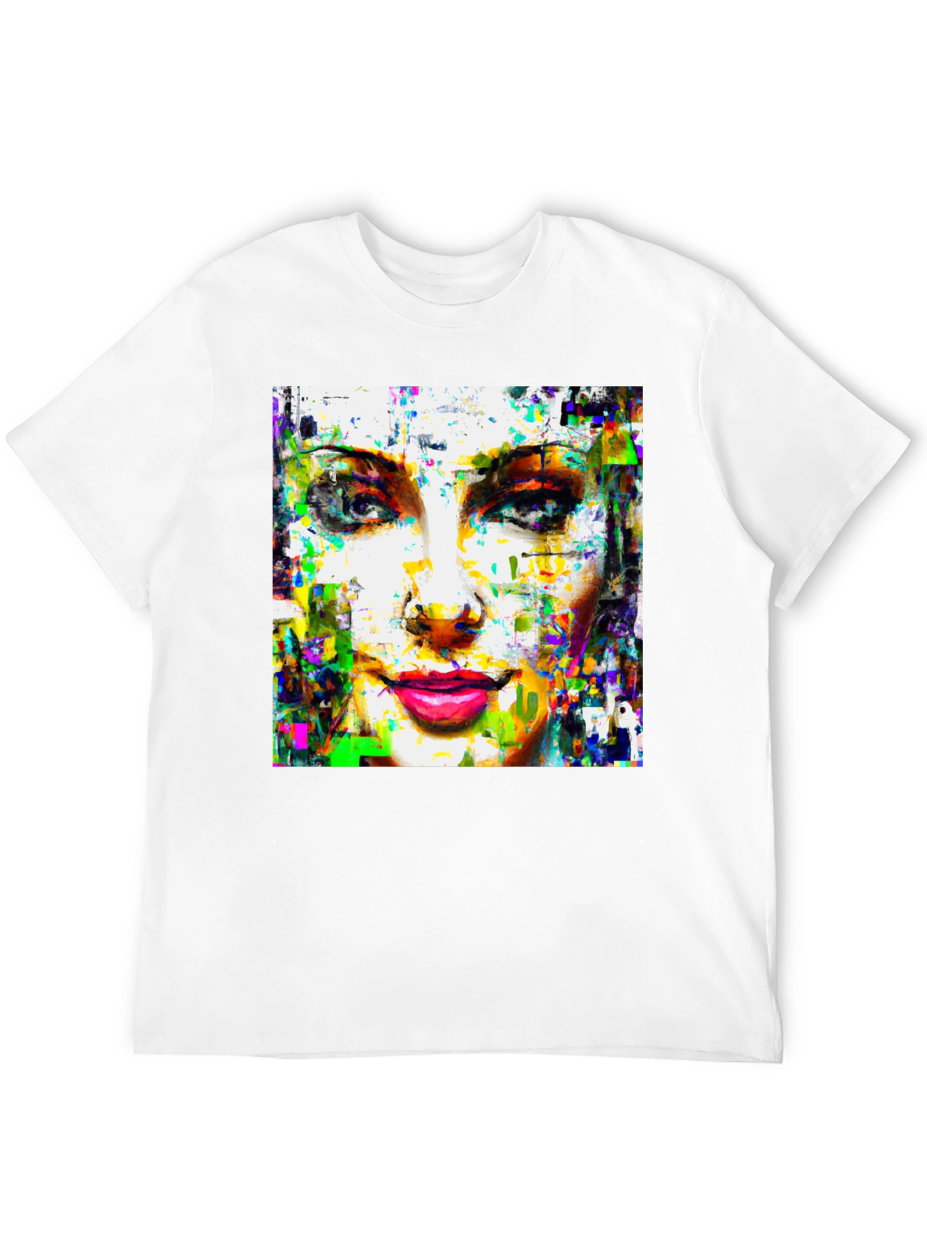 Abstract Woman Face Art Print Black T-Shirt