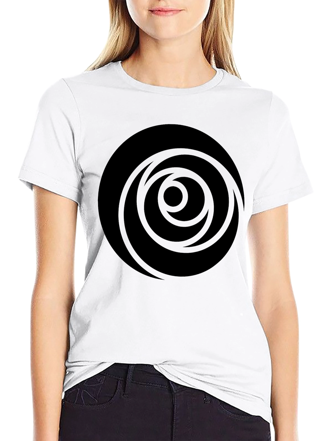 Abstract Circle Graphic Tee - Stylish Black Cotton T-Shirt