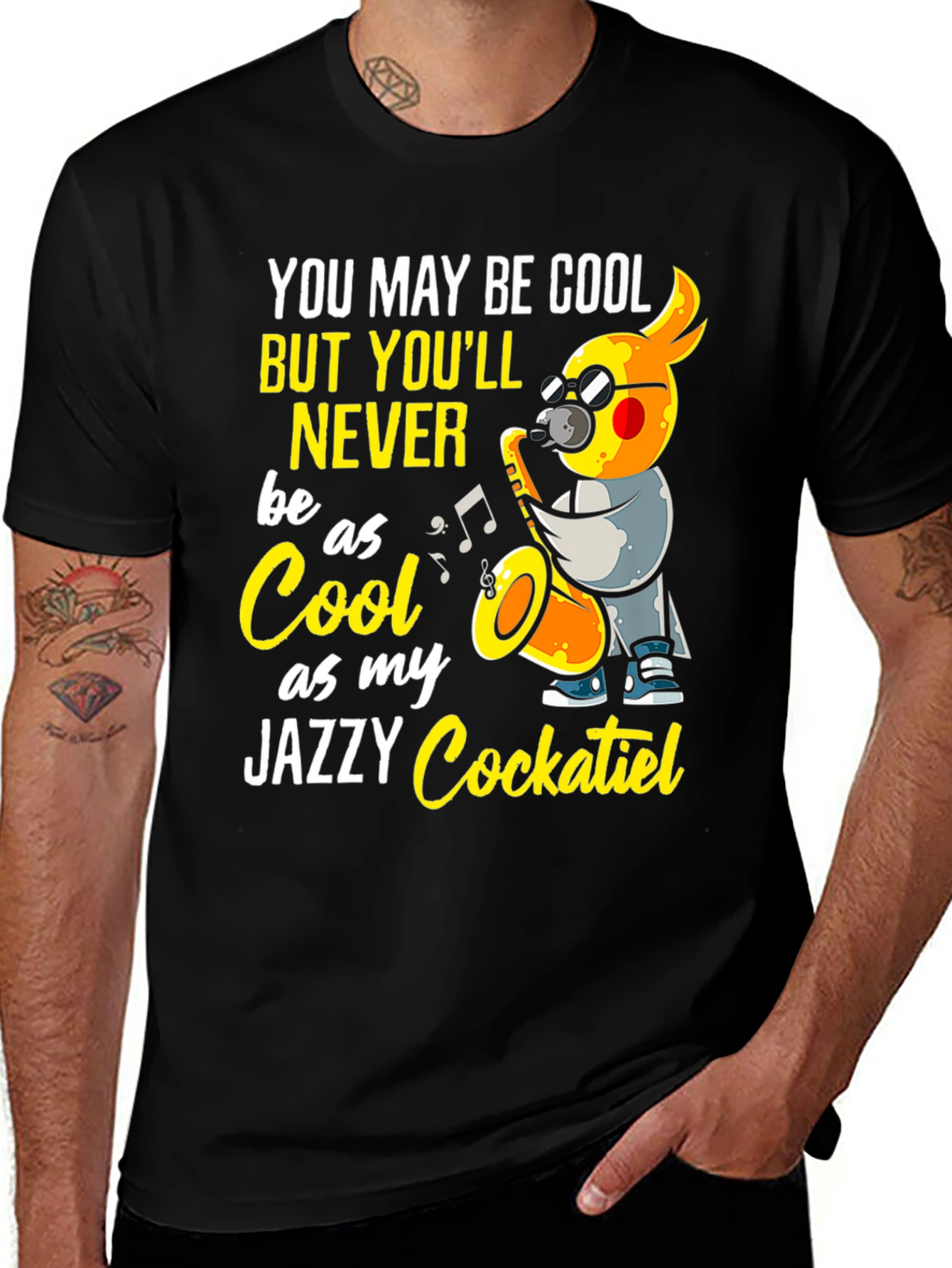 Jazzy Cockatiel T-Shirt - Cool Music Bird Tee