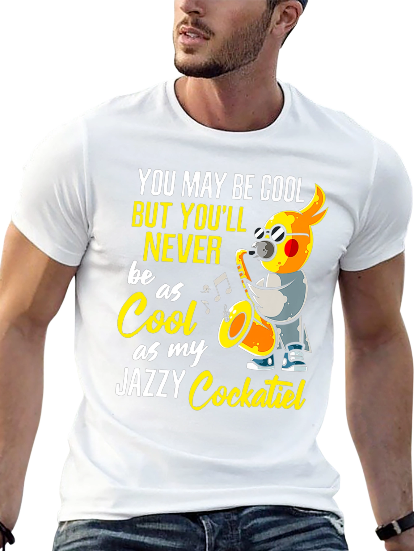 Jazzy Cockatiel T-Shirt - Cool Music Bird Tee