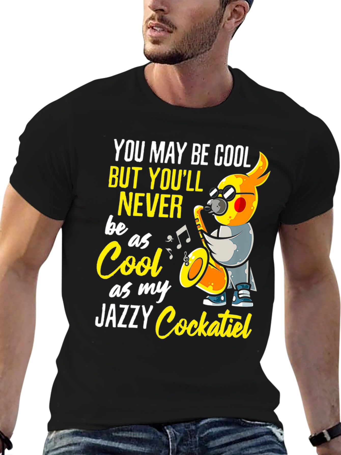 Jazzy Cockatiel T-Shirt - Cool Music Bird Tee