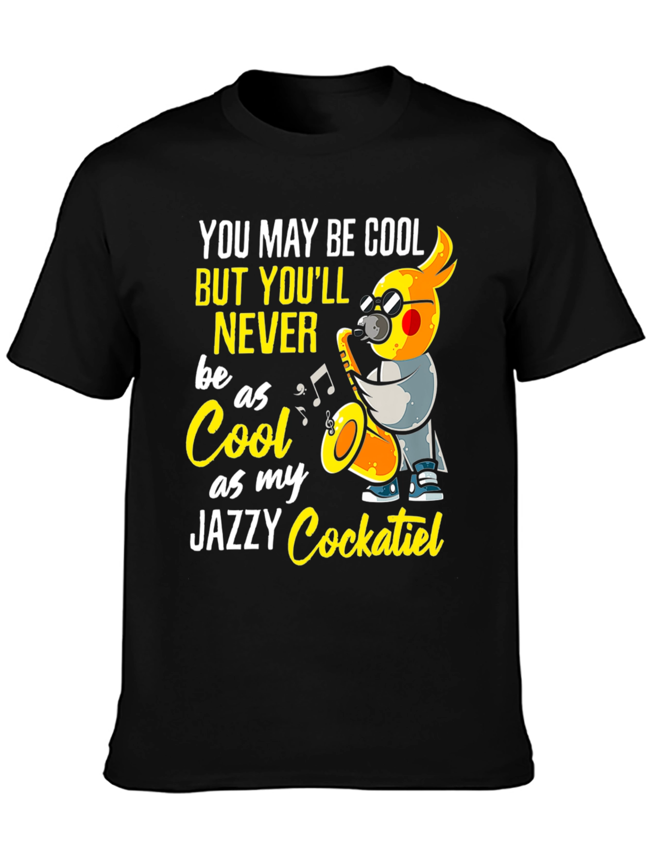 Jazzy Cockatiel T-Shirt - Cool Music Bird Tee