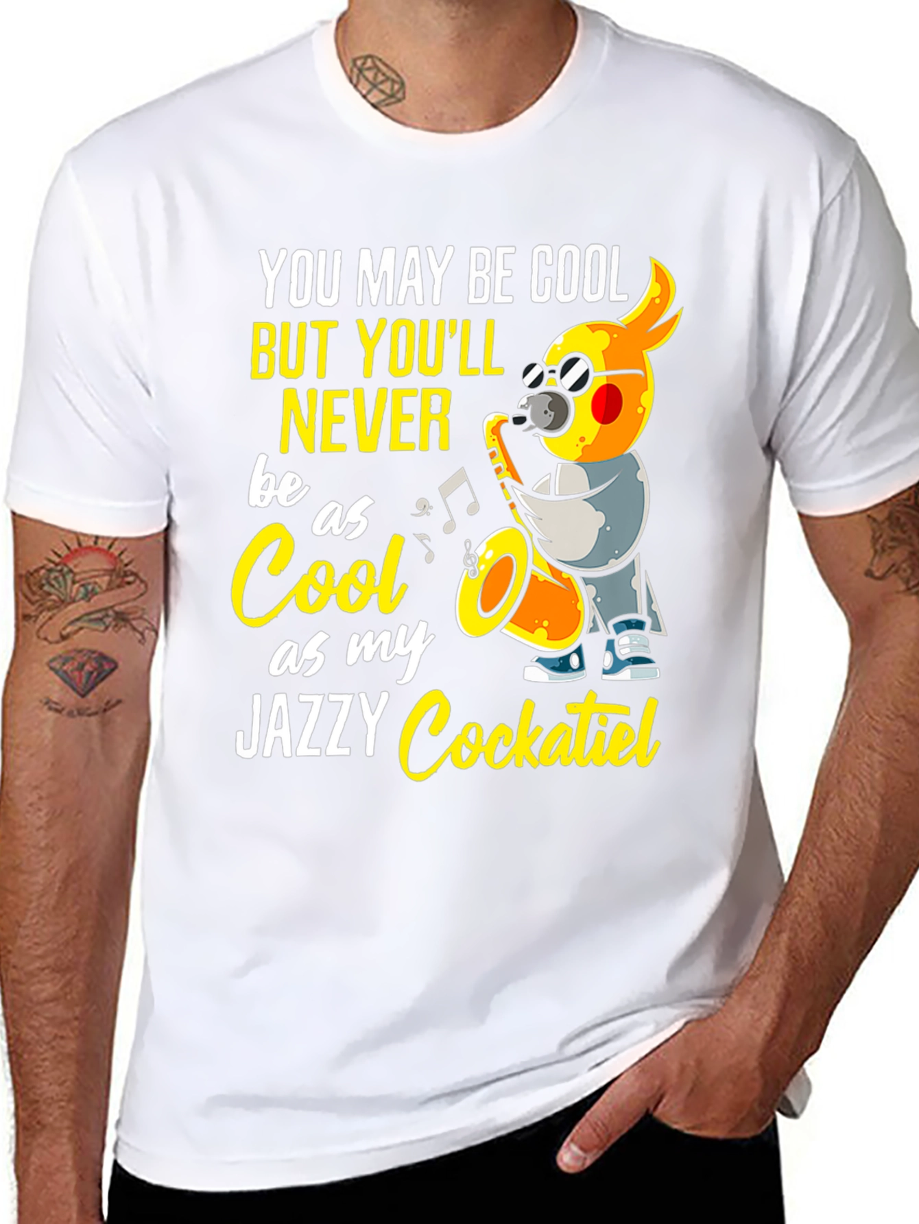Jazzy Cockatiel T-Shirt - Cool Music Bird Tee