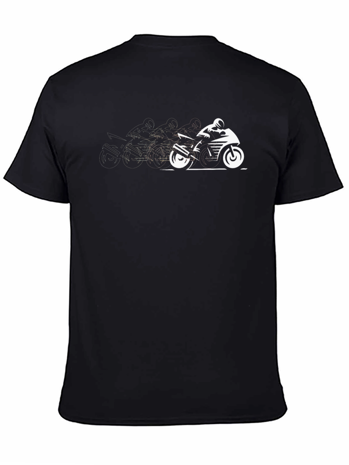 Motorcycle Graphic Tee - Sleek Black Cotton Blend