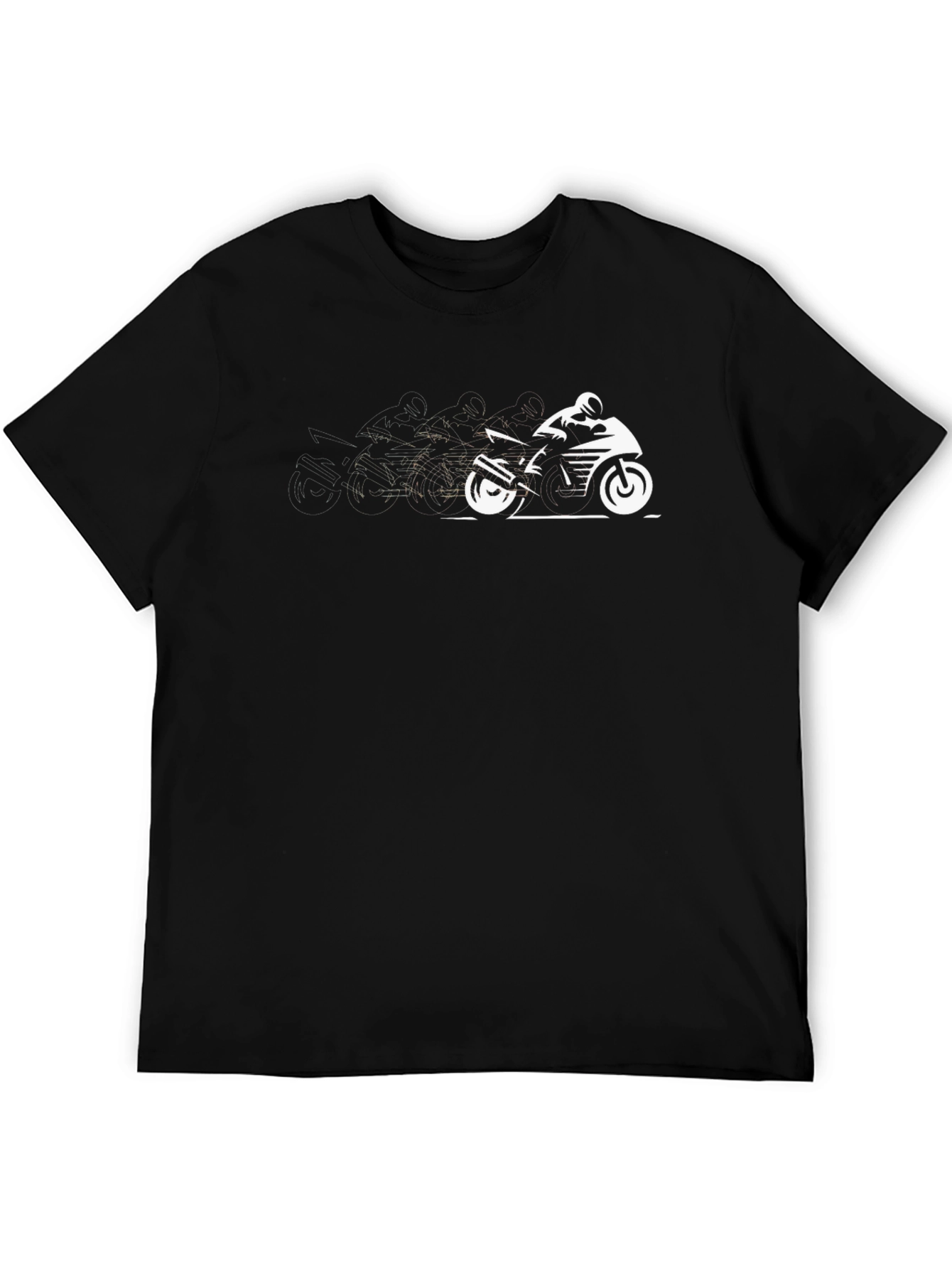 Motorcycle Graphic Tee - Sleek Black Cotton Blend