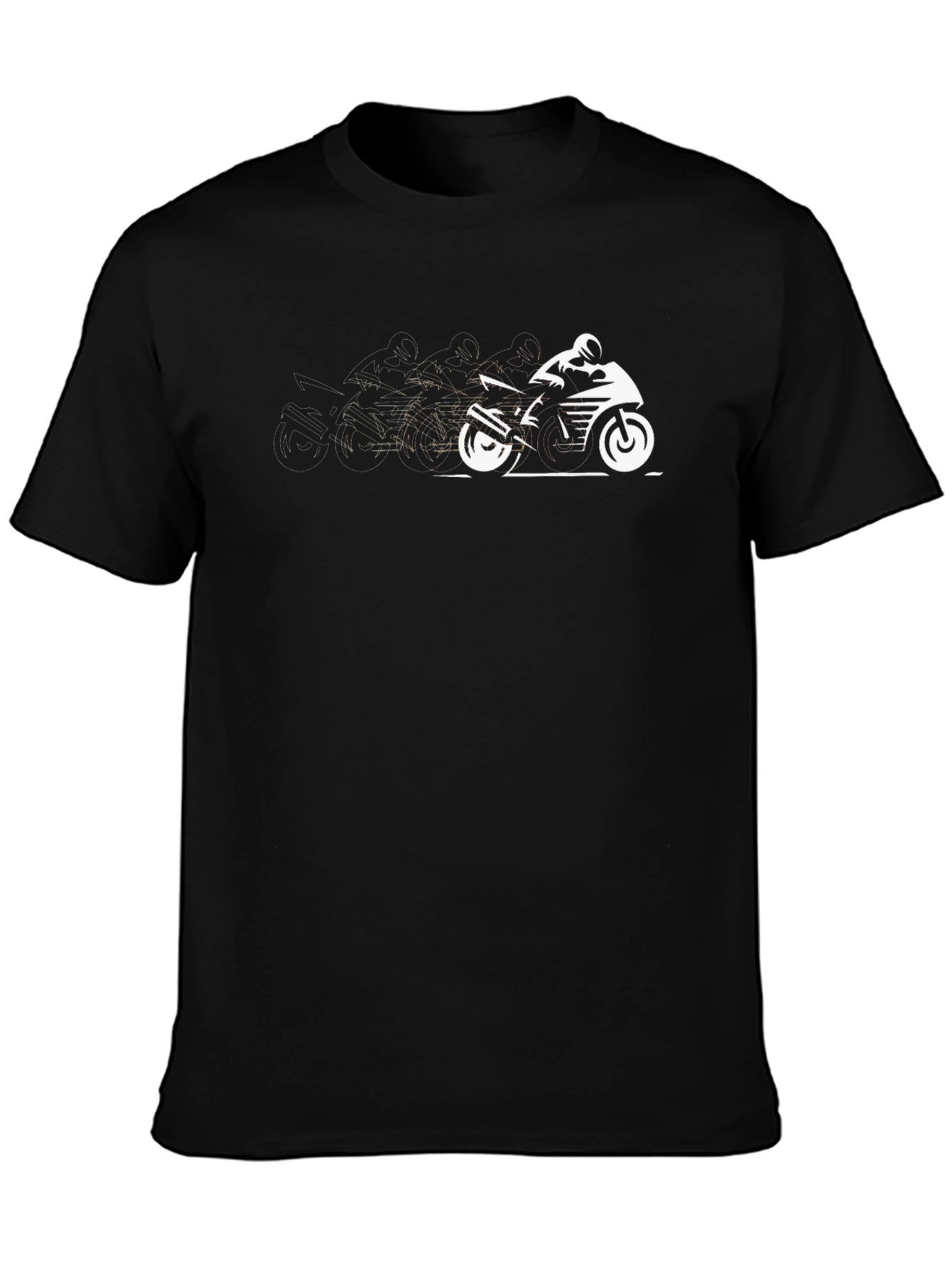 Motorcycle Graphic Tee - Sleek Black Cotton Blend