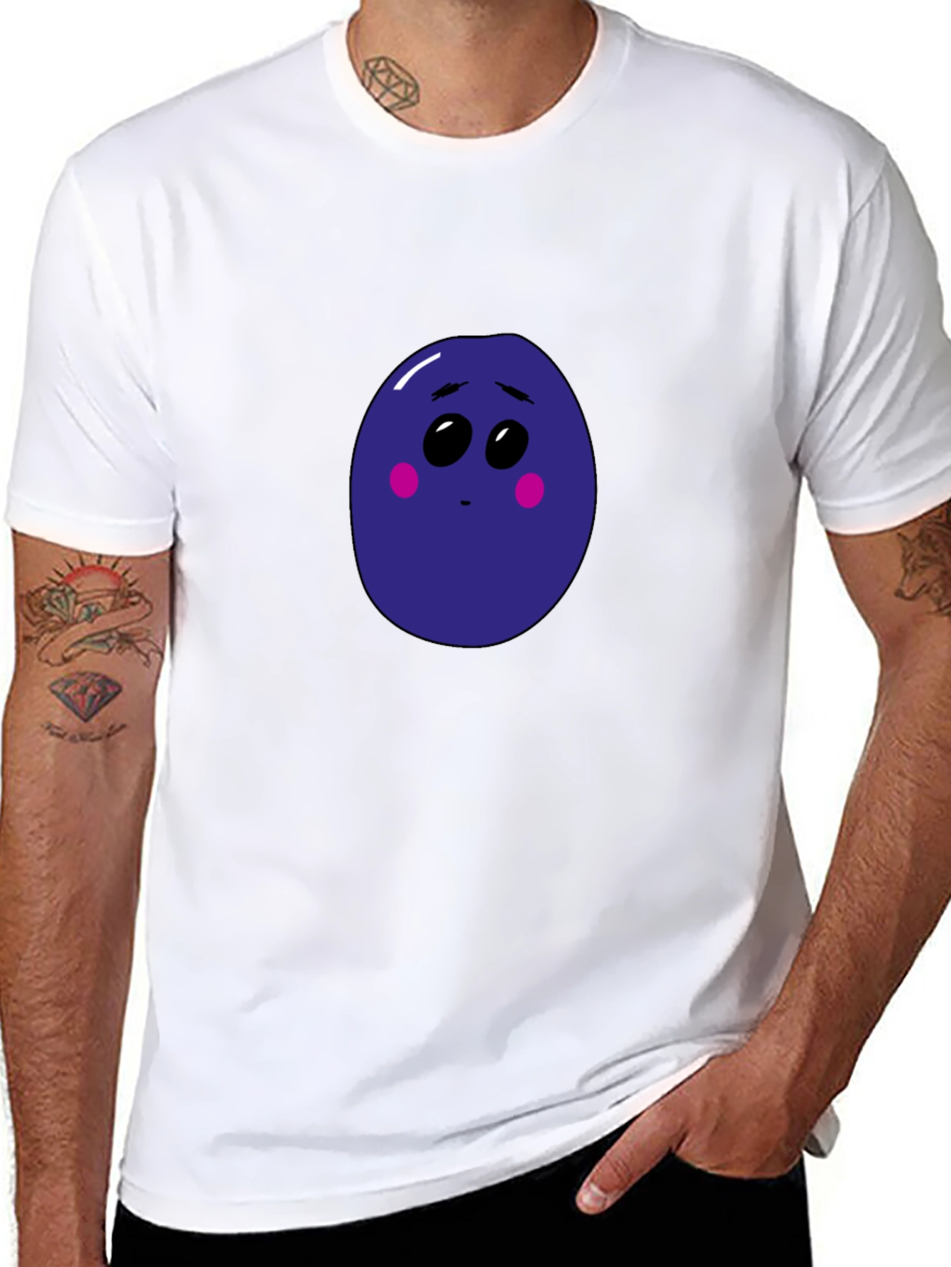 Sad Blueberry Graphic Black T-Shirt