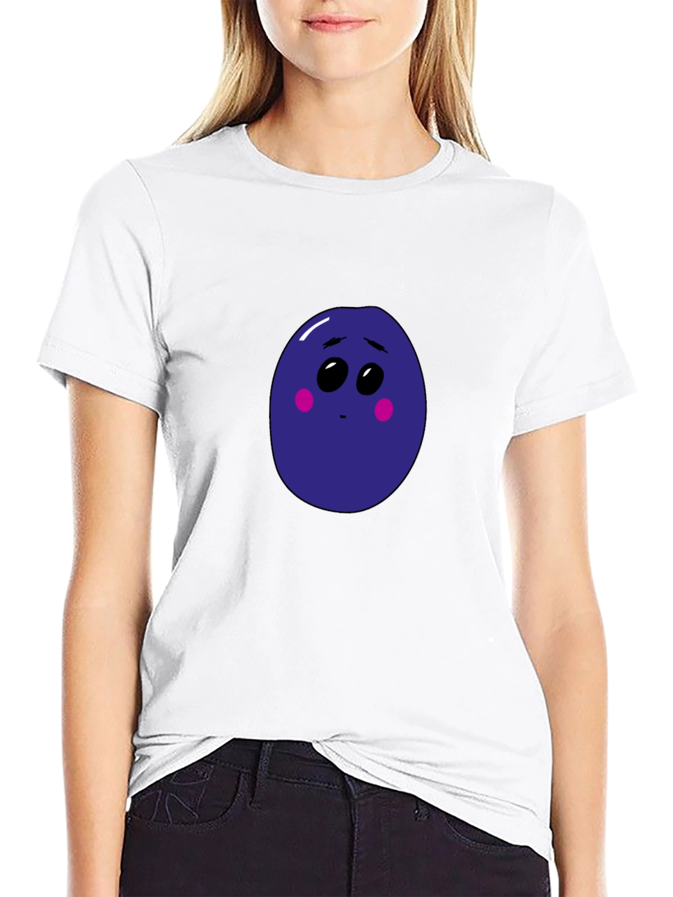 Sad Blueberry Graphic Black T-Shirt