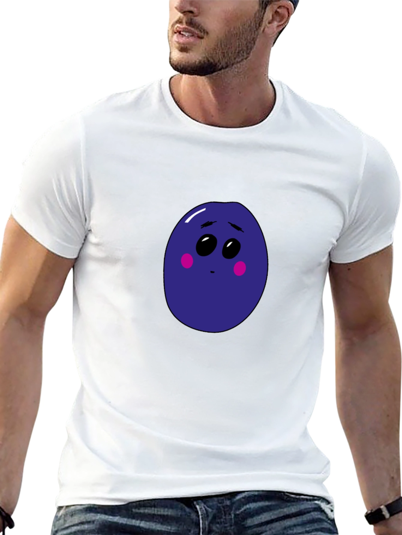 Sad Blueberry Graphic Black T-Shirt
