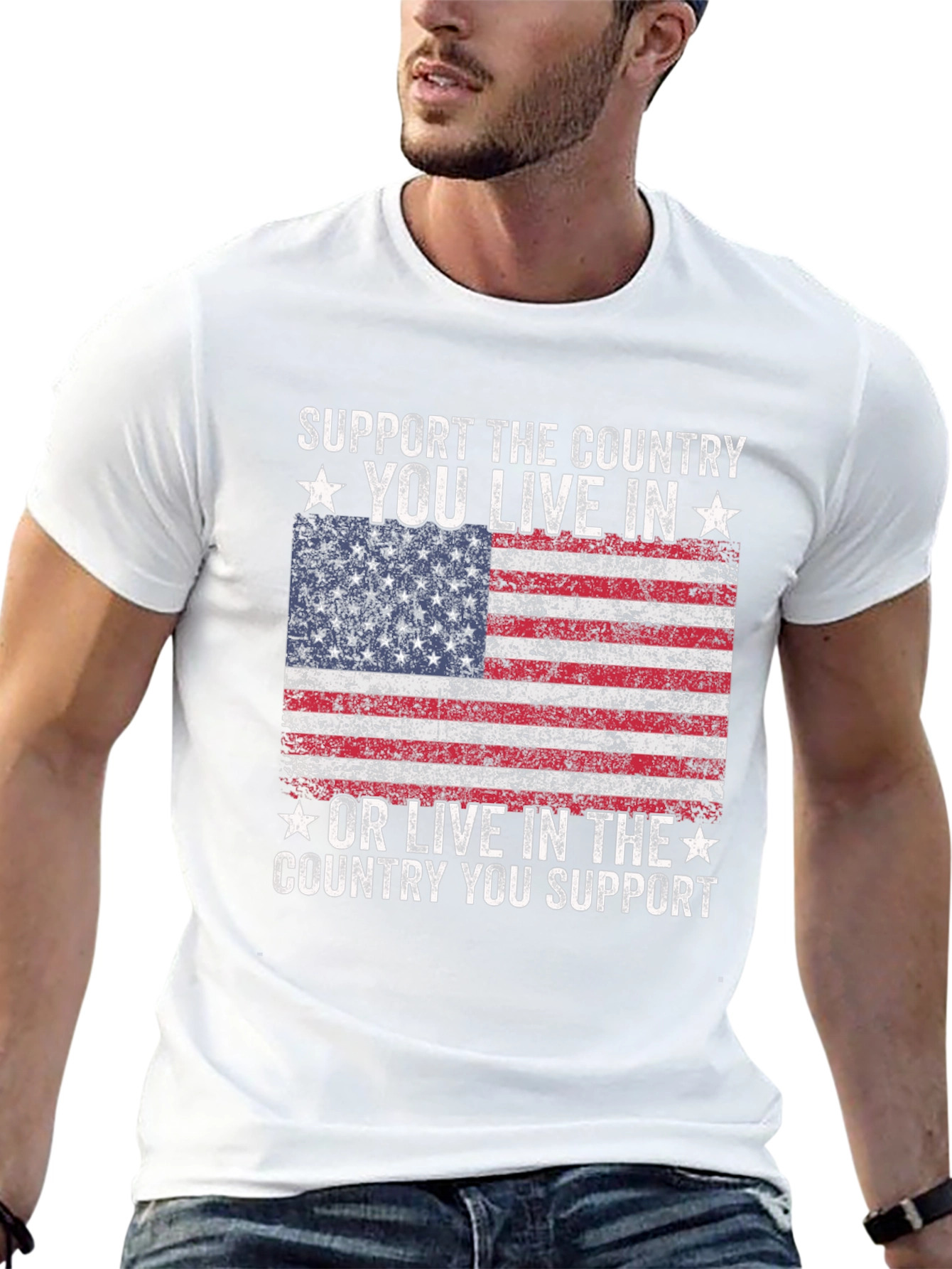 Patriotic American Flag Graphic T-Shirt