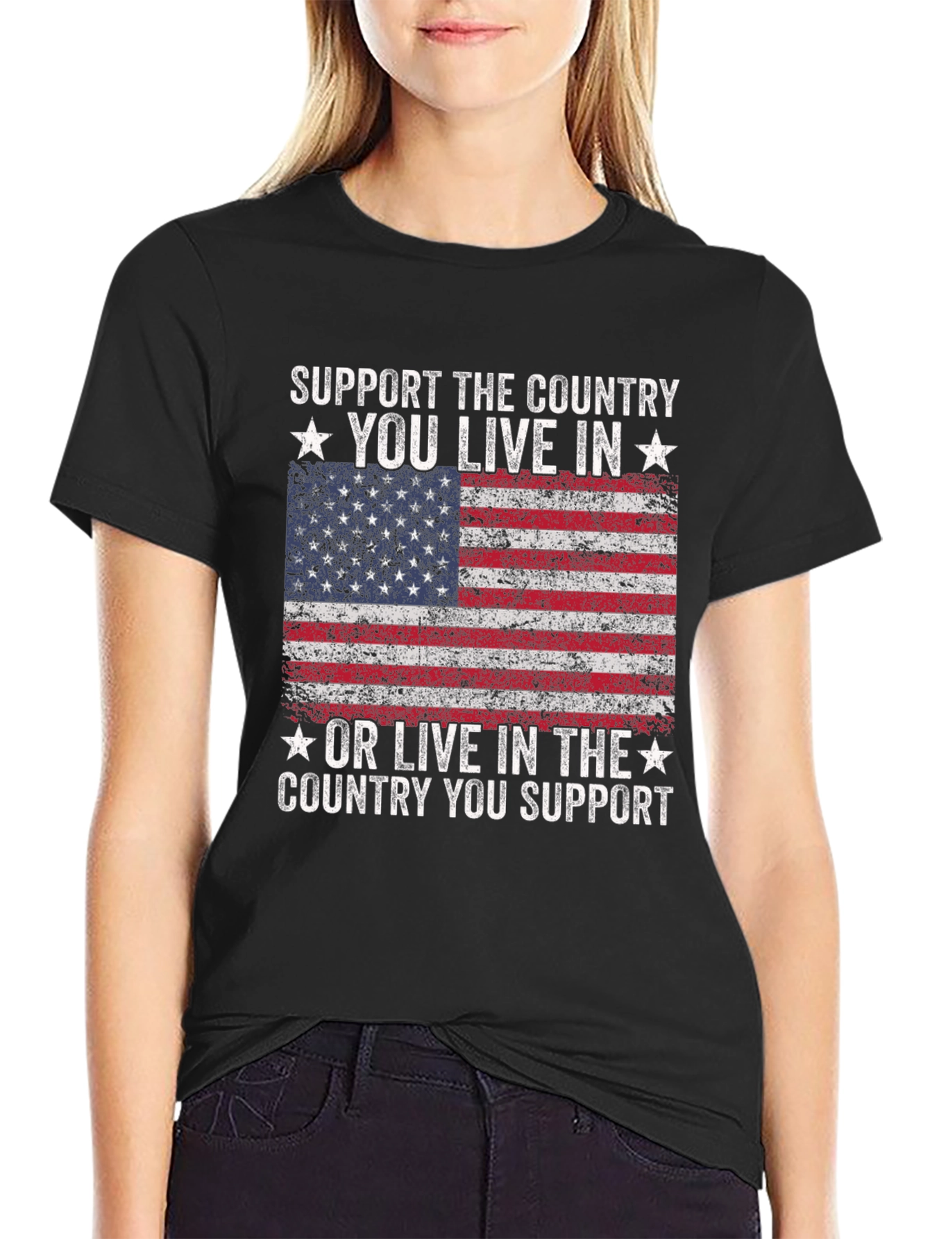 Patriotic American Flag Graphic T-Shirt