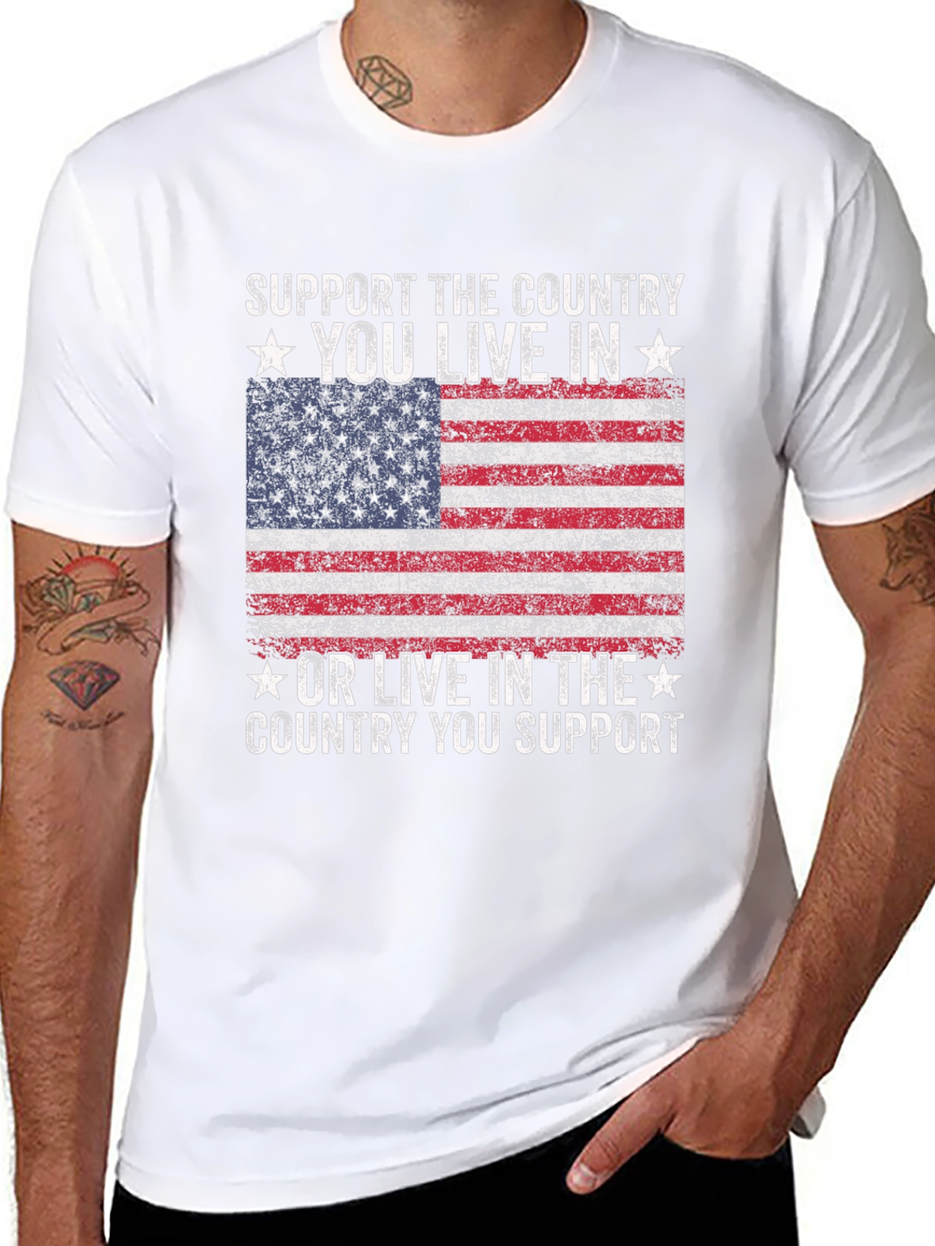 Patriotic American Flag Graphic T-Shirt