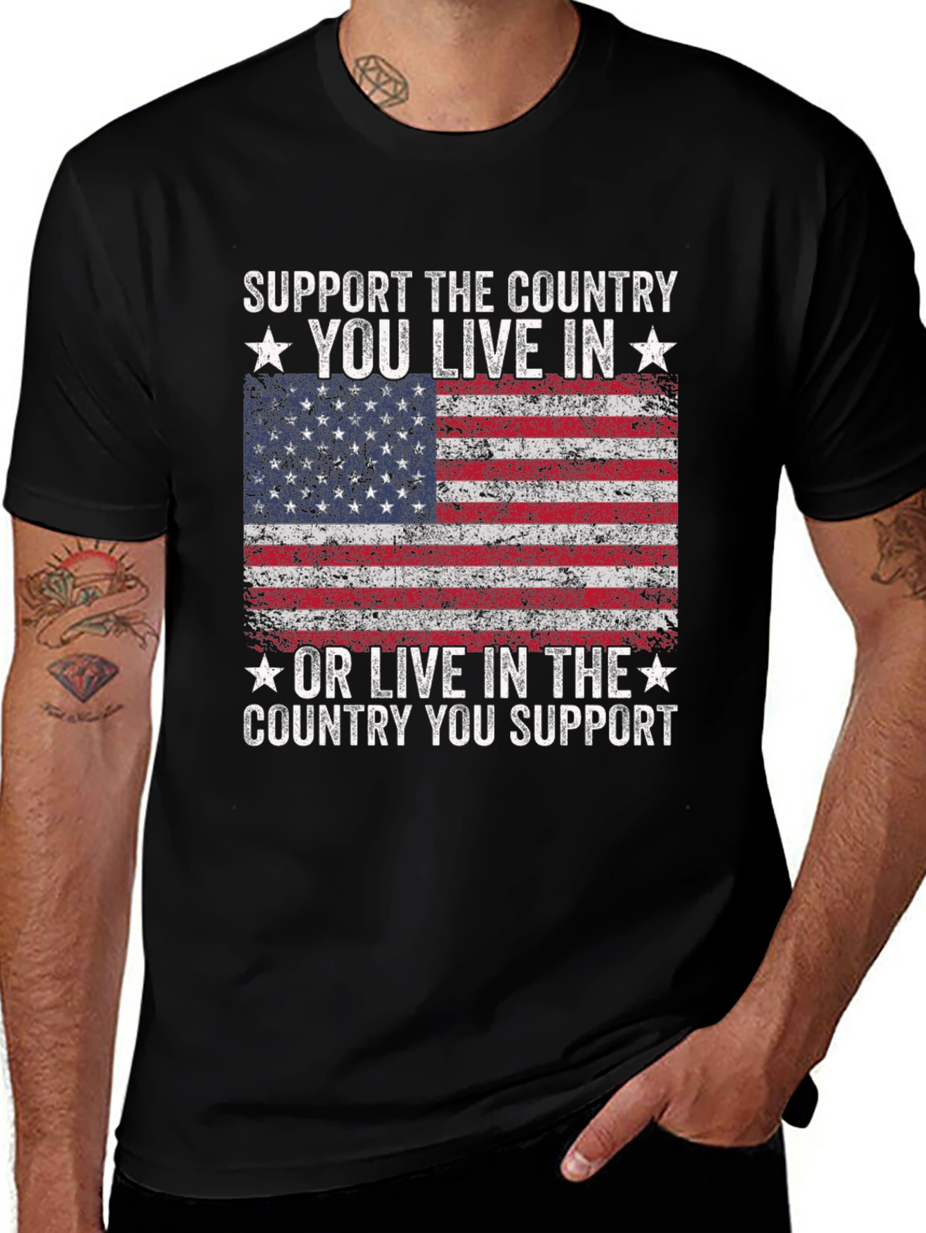 Patriotic American Flag Graphic T-Shirt