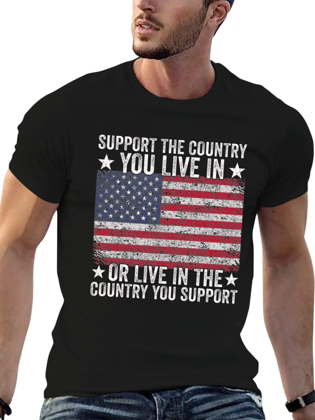 Patriotic American Flag Graphic T-Shirt