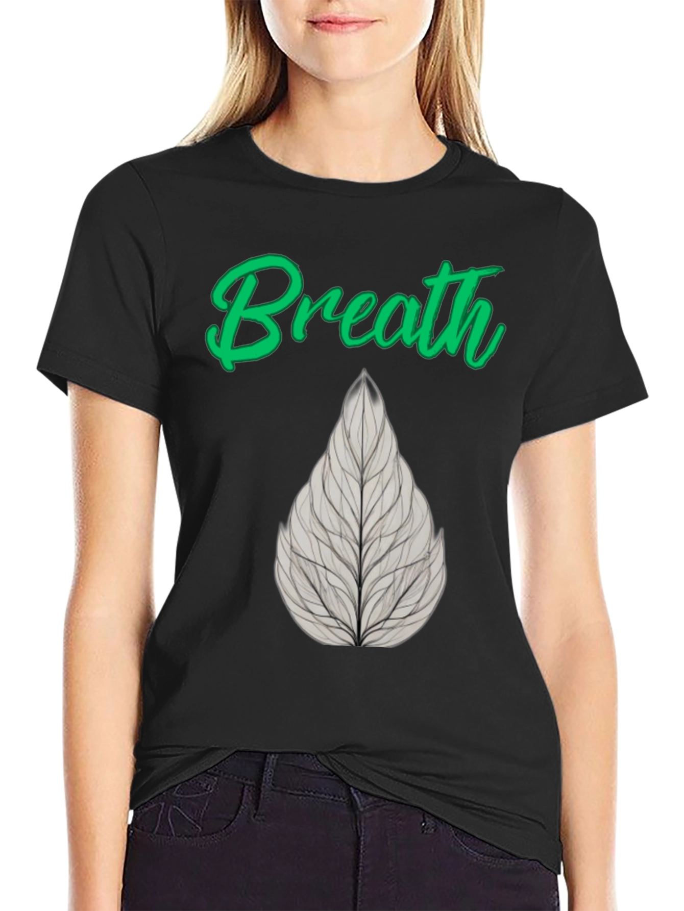 Breath Leaf Black T-Shirt