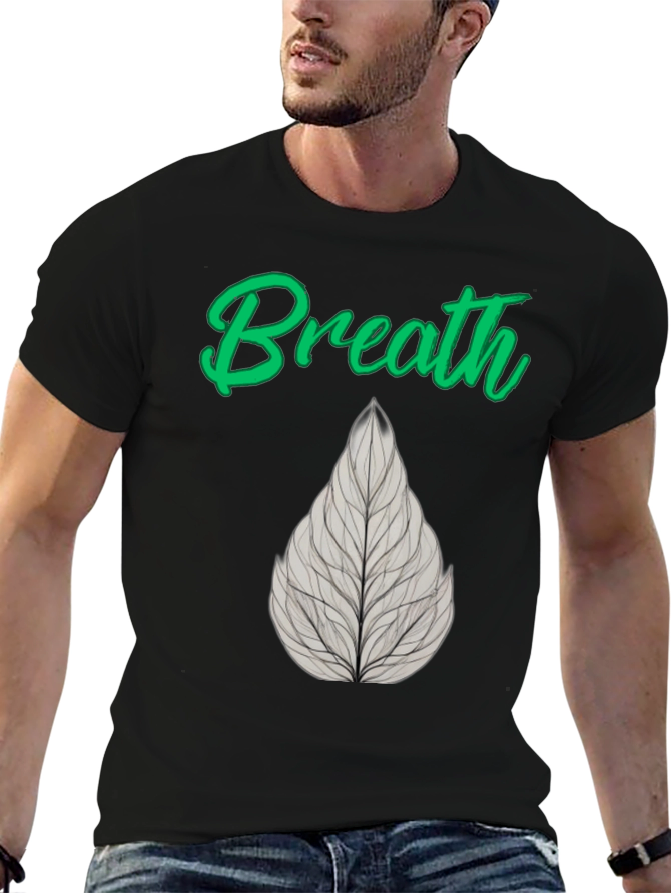 Breath Leaf Black T-Shirt