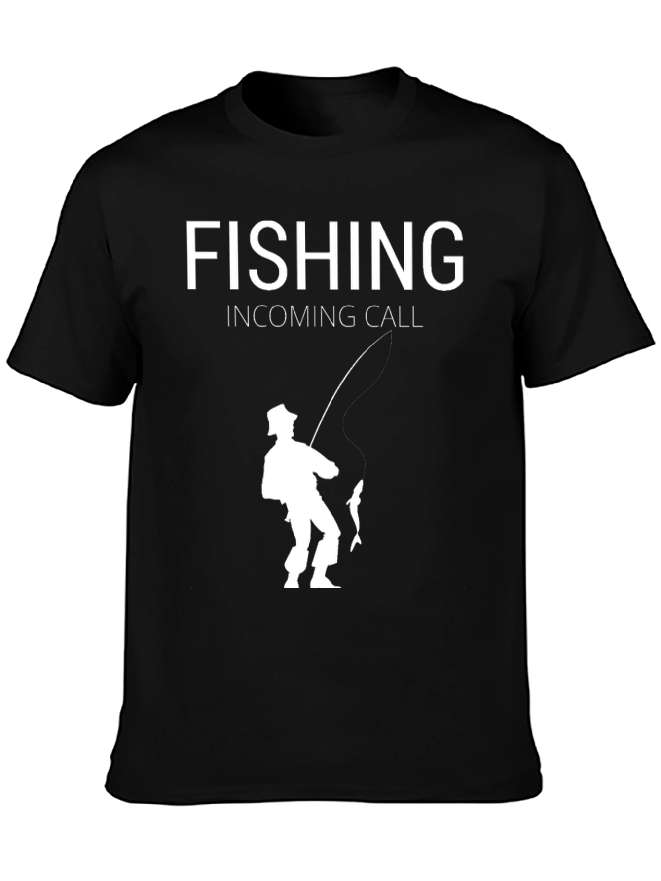 Fishing Incoming Call Black Graphic Tee