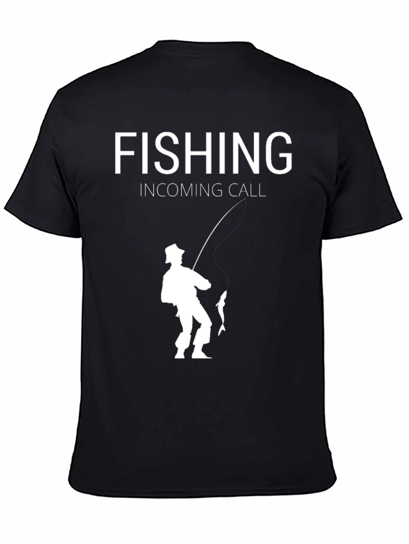 Fishing Incoming Call Black Graphic Tee