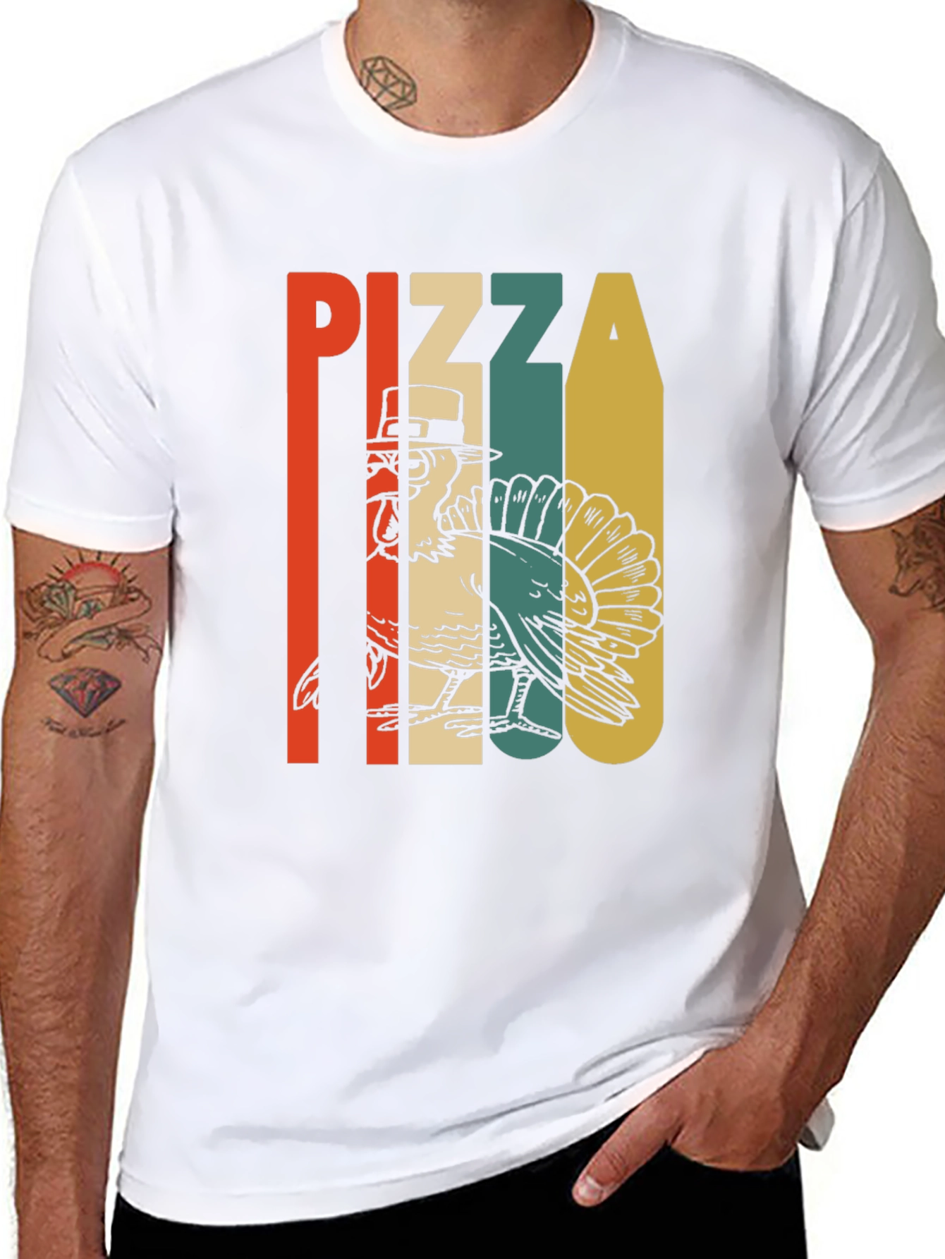 Pizza Turkey Graphic T-Shirt - Thanksgiving Holiday Tee