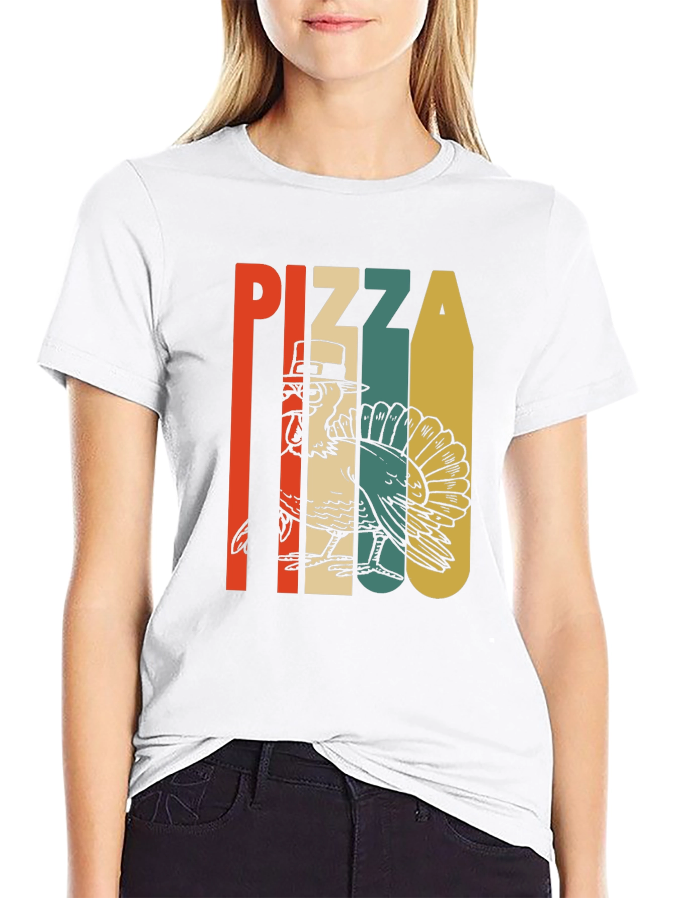 Pizza Turkey Graphic T-Shirt - Thanksgiving Holiday Tee
