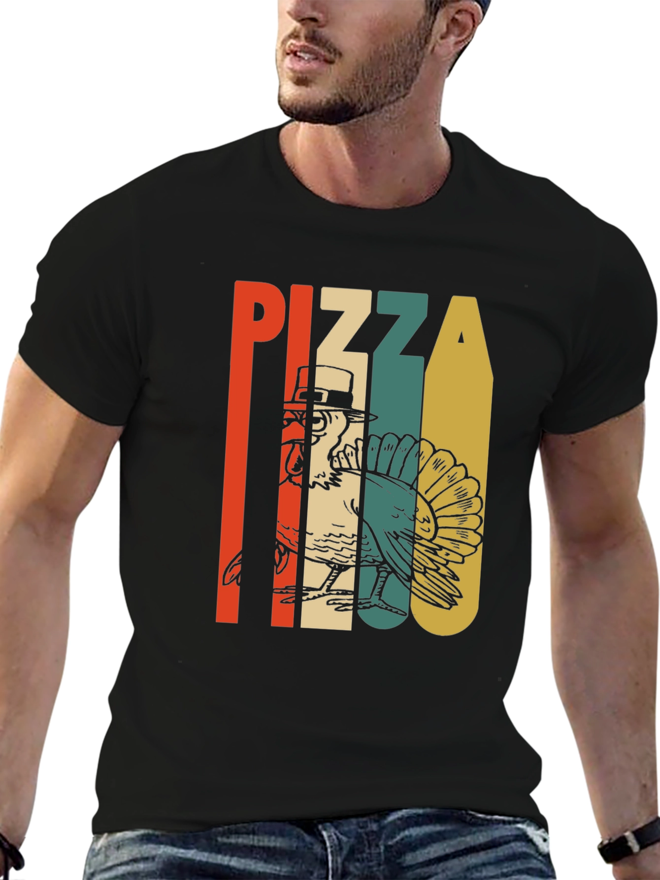 Pizza Turkey Graphic T-Shirt - Thanksgiving Holiday Tee