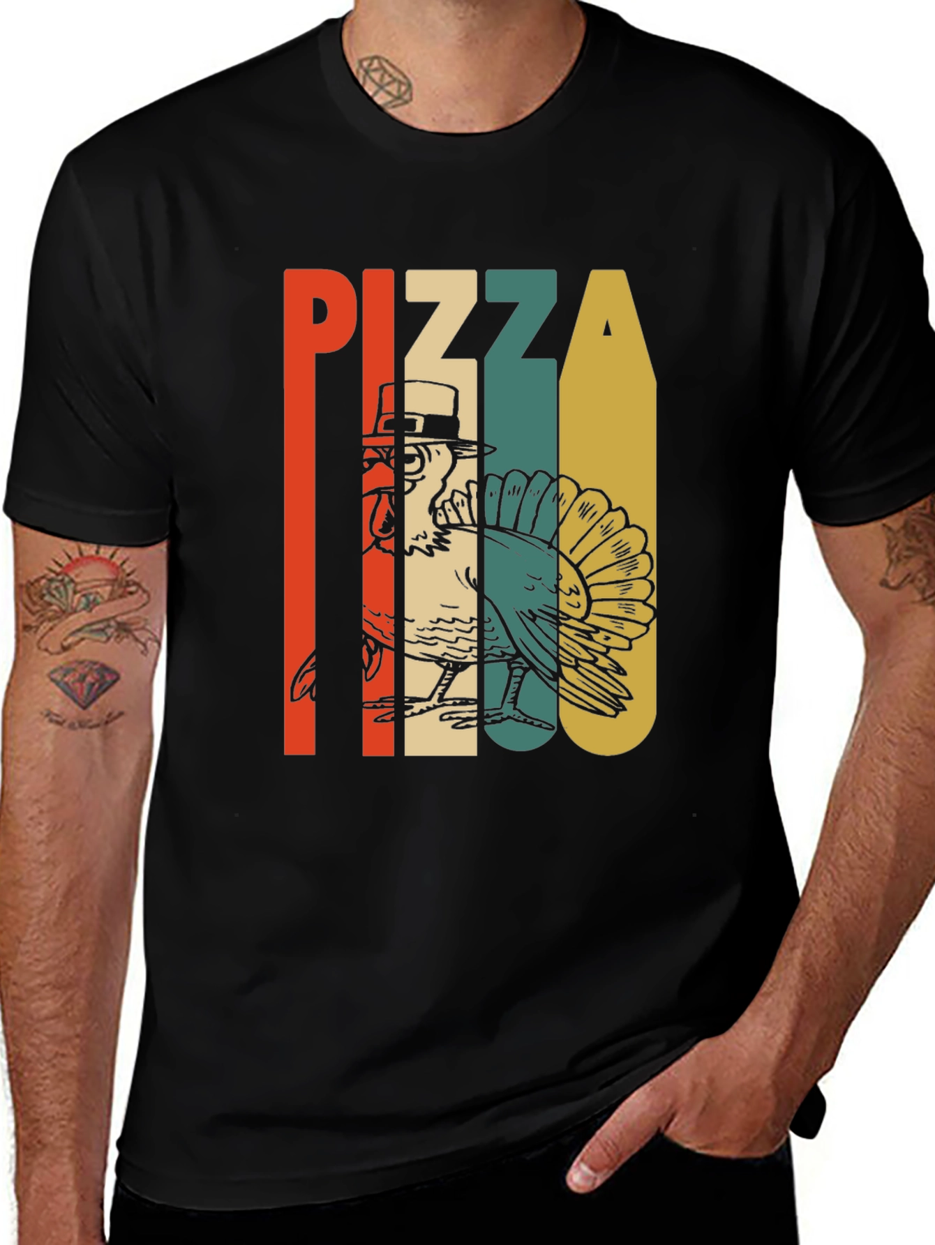 Pizza Turkey Graphic T-Shirt - Thanksgiving Holiday Tee