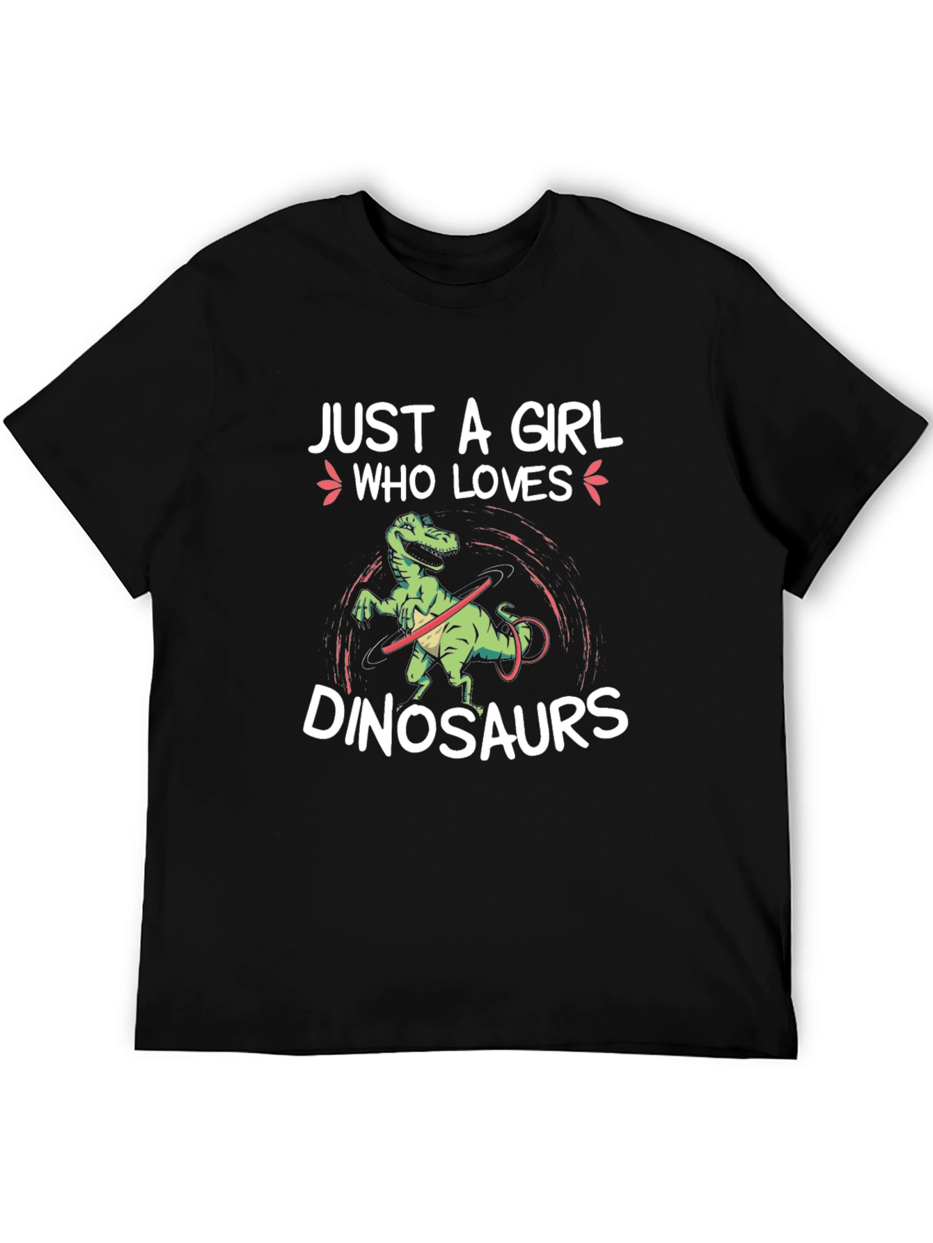 Girl Loves Dinosaurs Black T-Shirt