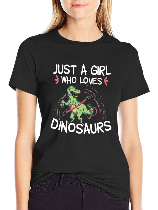 Girl Loves Dinosaurs Black T-Shirt