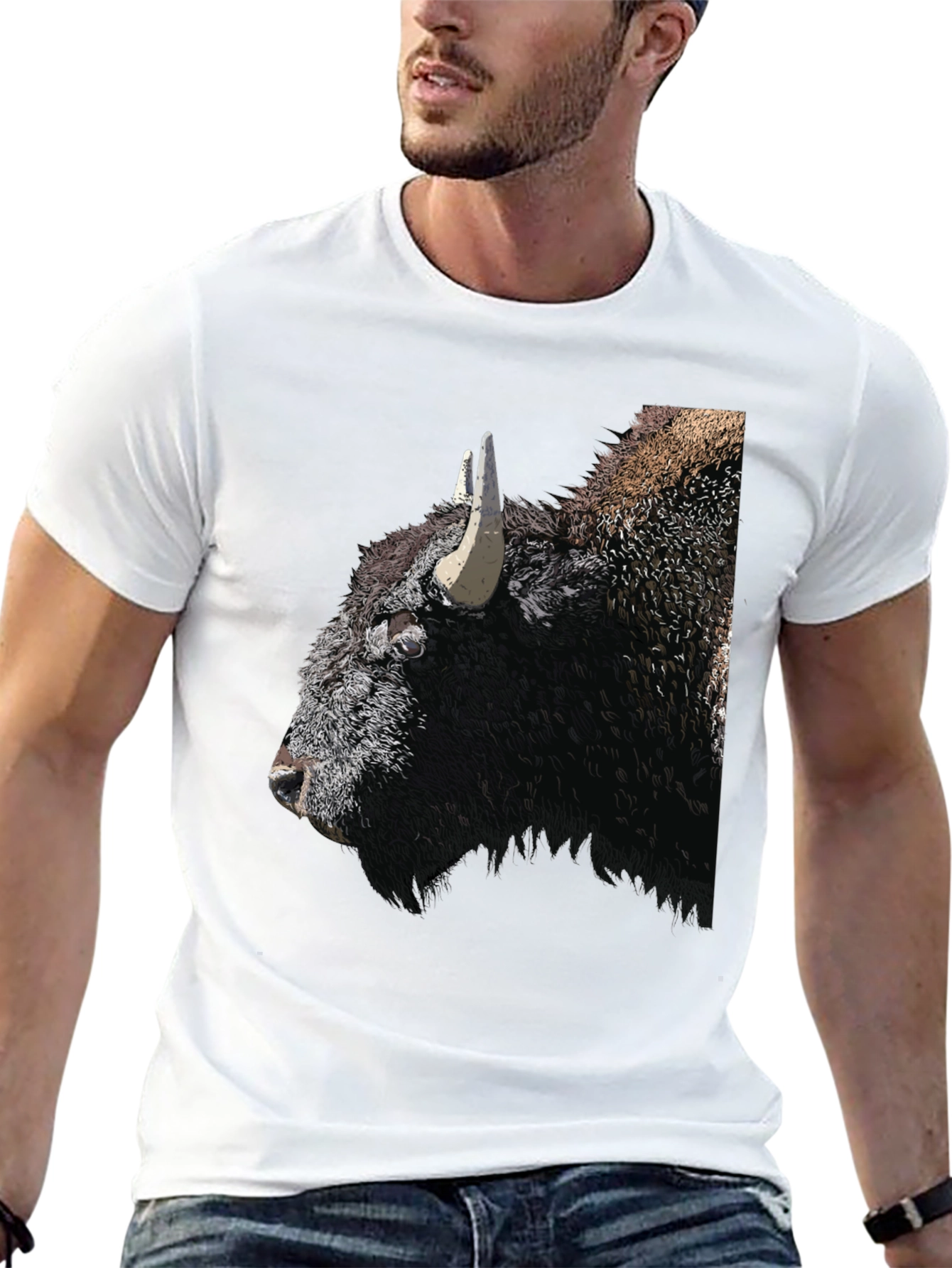 Bison Graphic Tee - Black Cotton T-Shirt