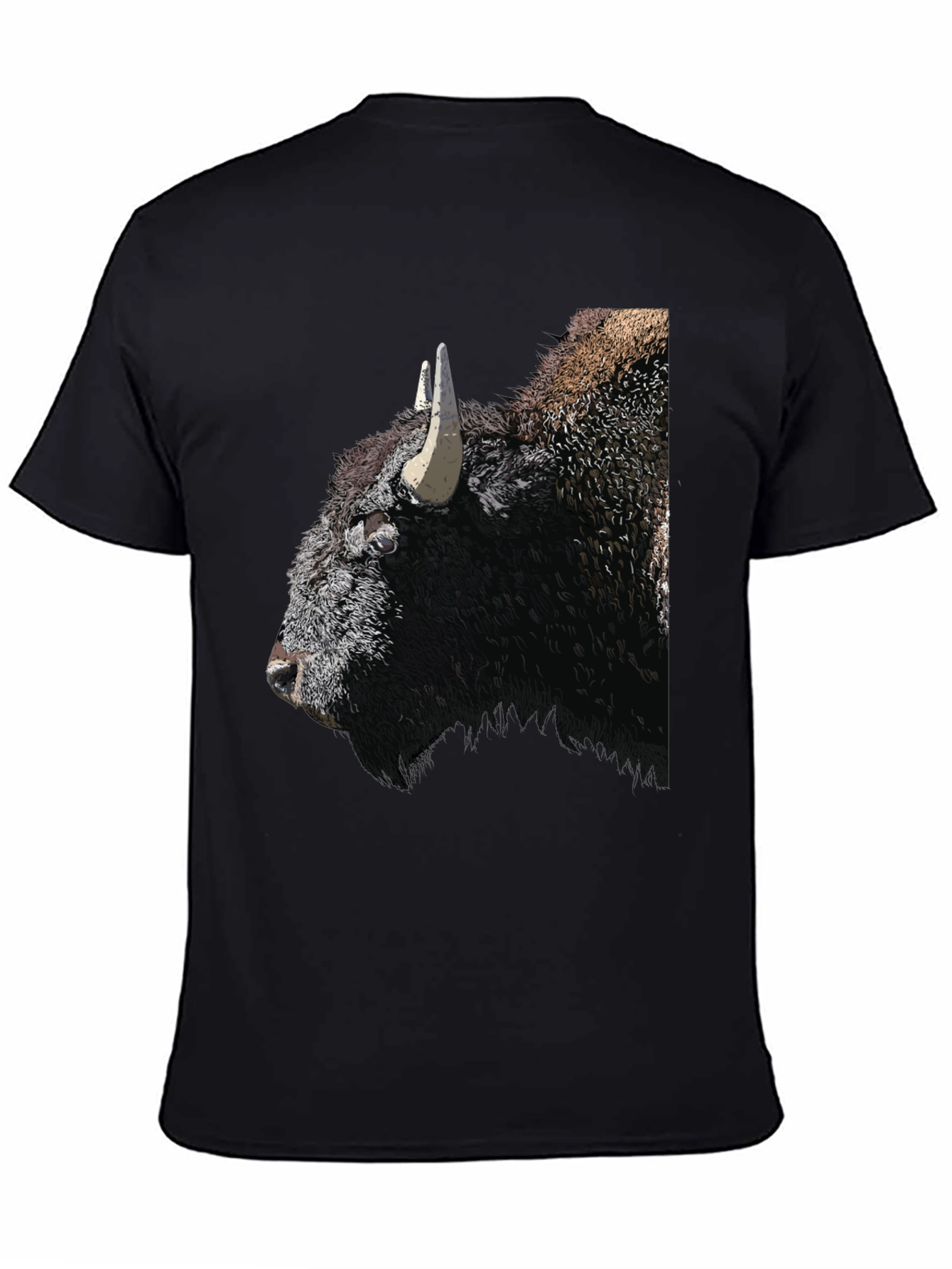 Bison Graphic Tee - Black Cotton T-Shirt