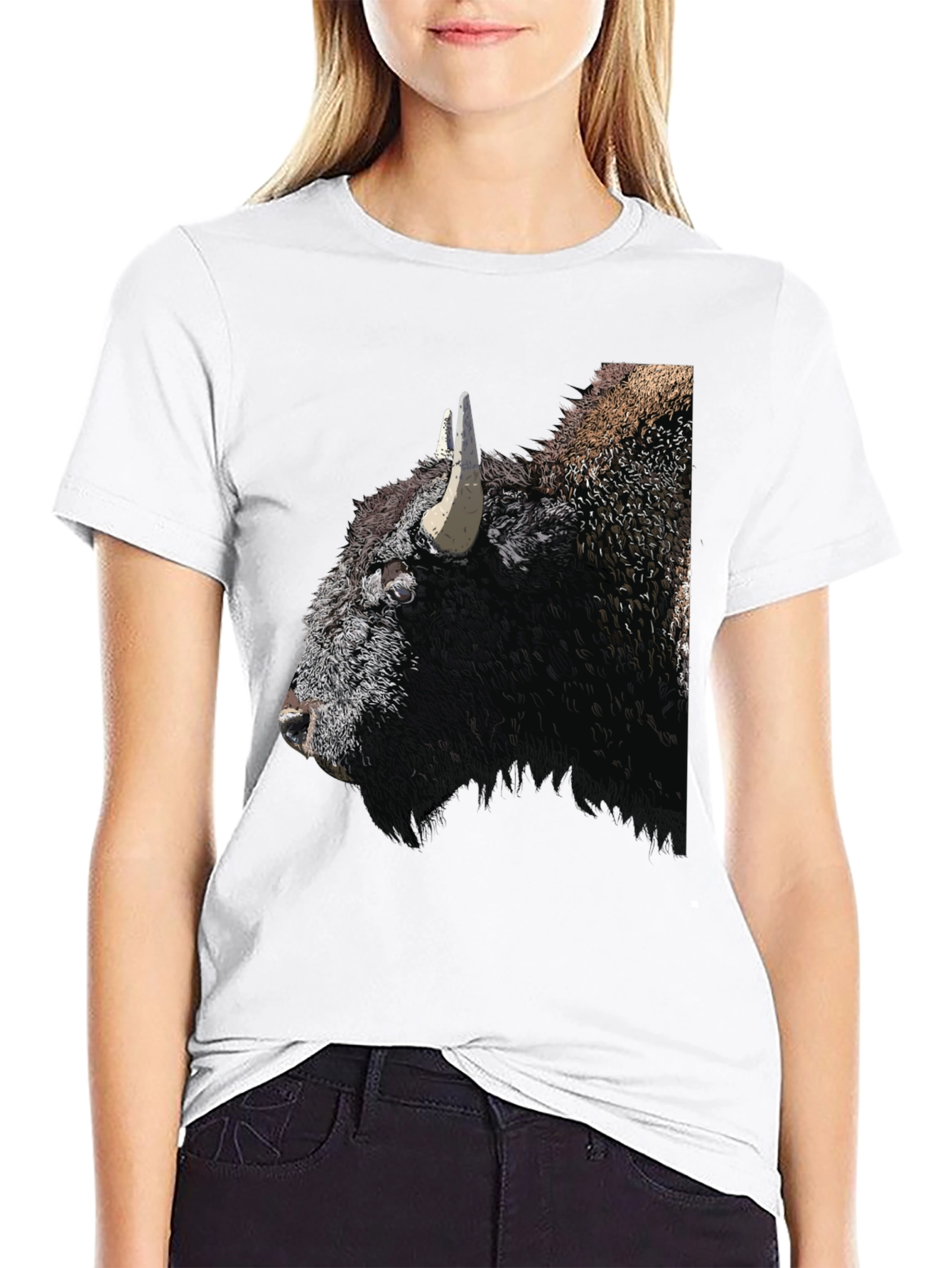Bison Graphic Tee - Black Cotton T-Shirt