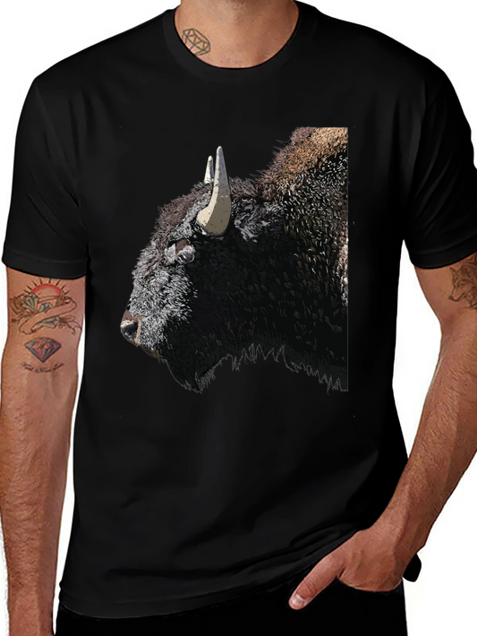Bison Graphic Tee - Black Cotton T-Shirt