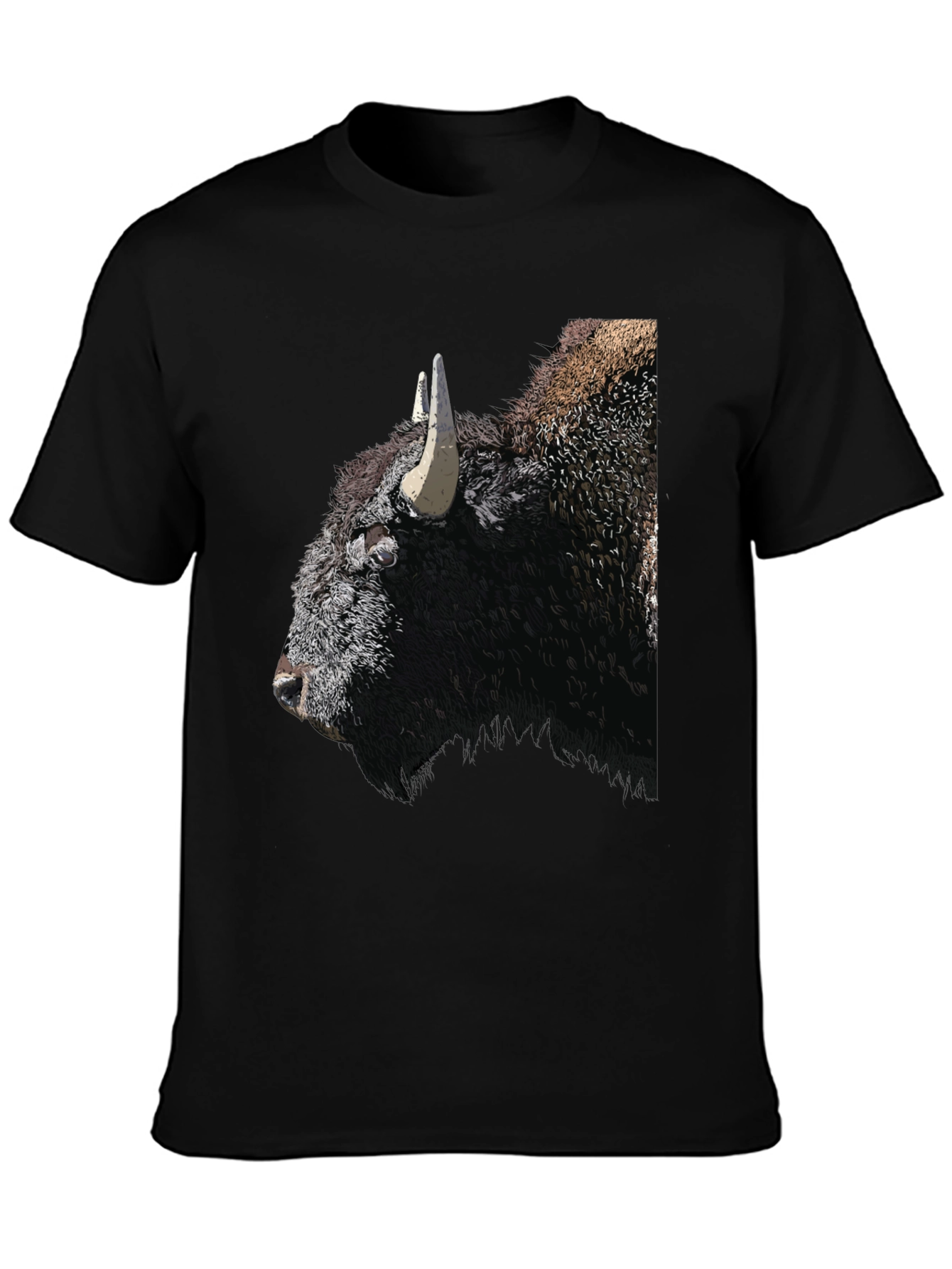 Bison Graphic Tee - Black Cotton T-Shirt
