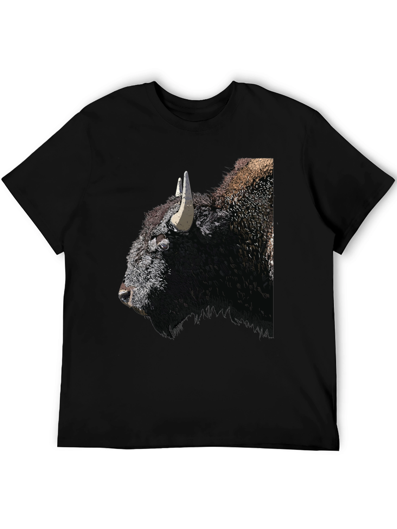 Bison Graphic Tee - Black Cotton T-Shirt