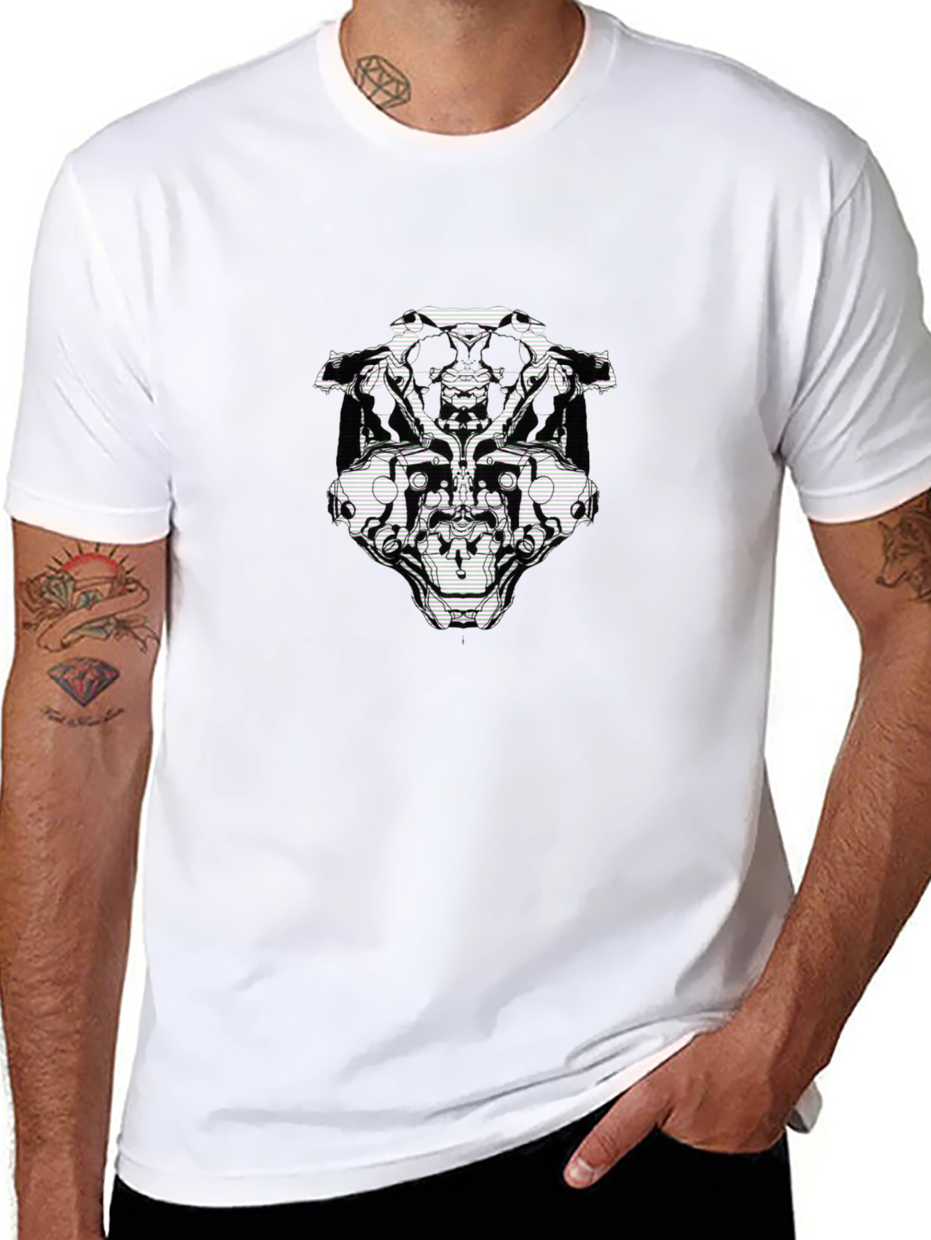 Abstract Graphic Print Black Casual Tee