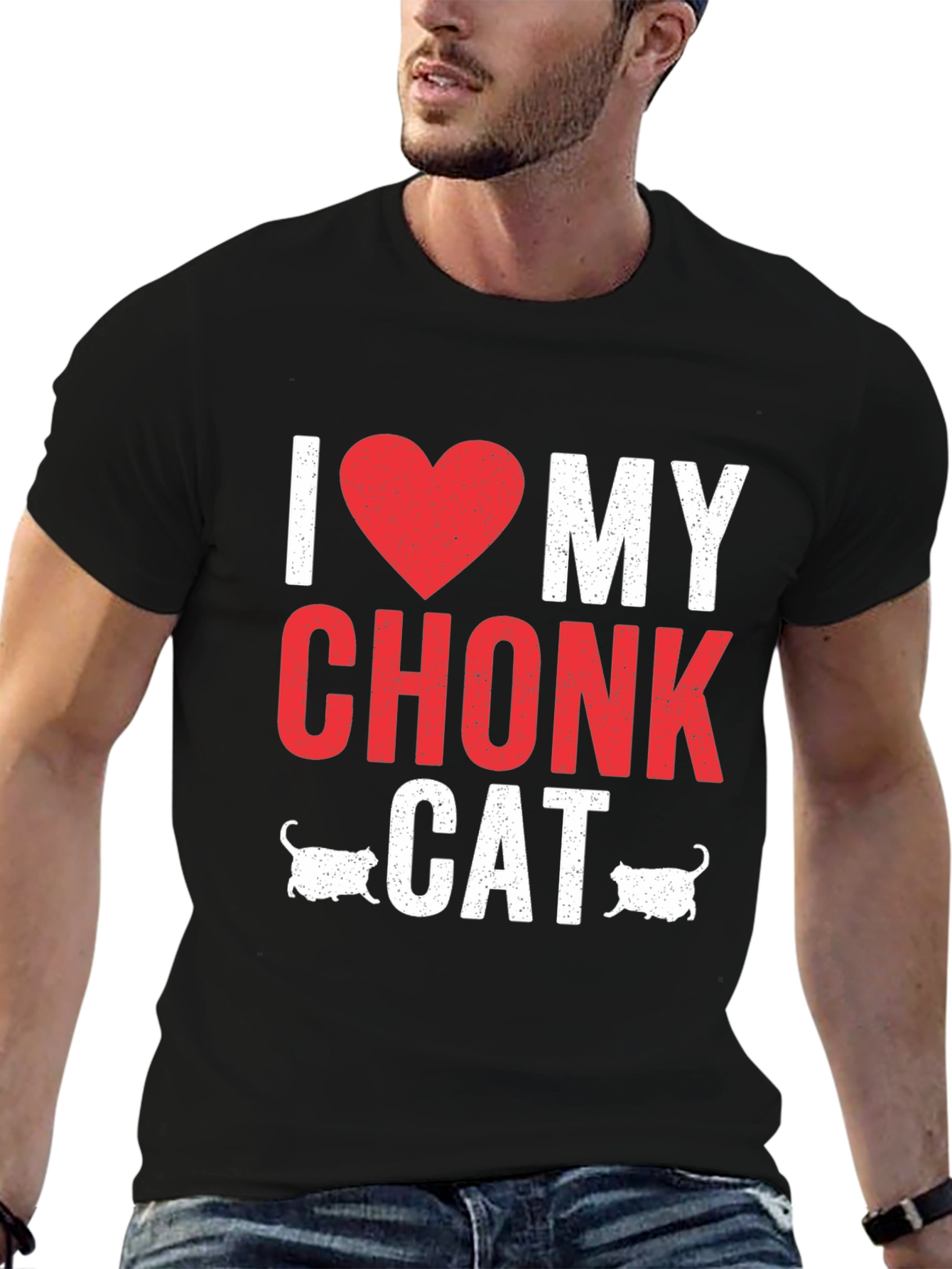 I Heart My Chonk Cat Graphic T-Shirt