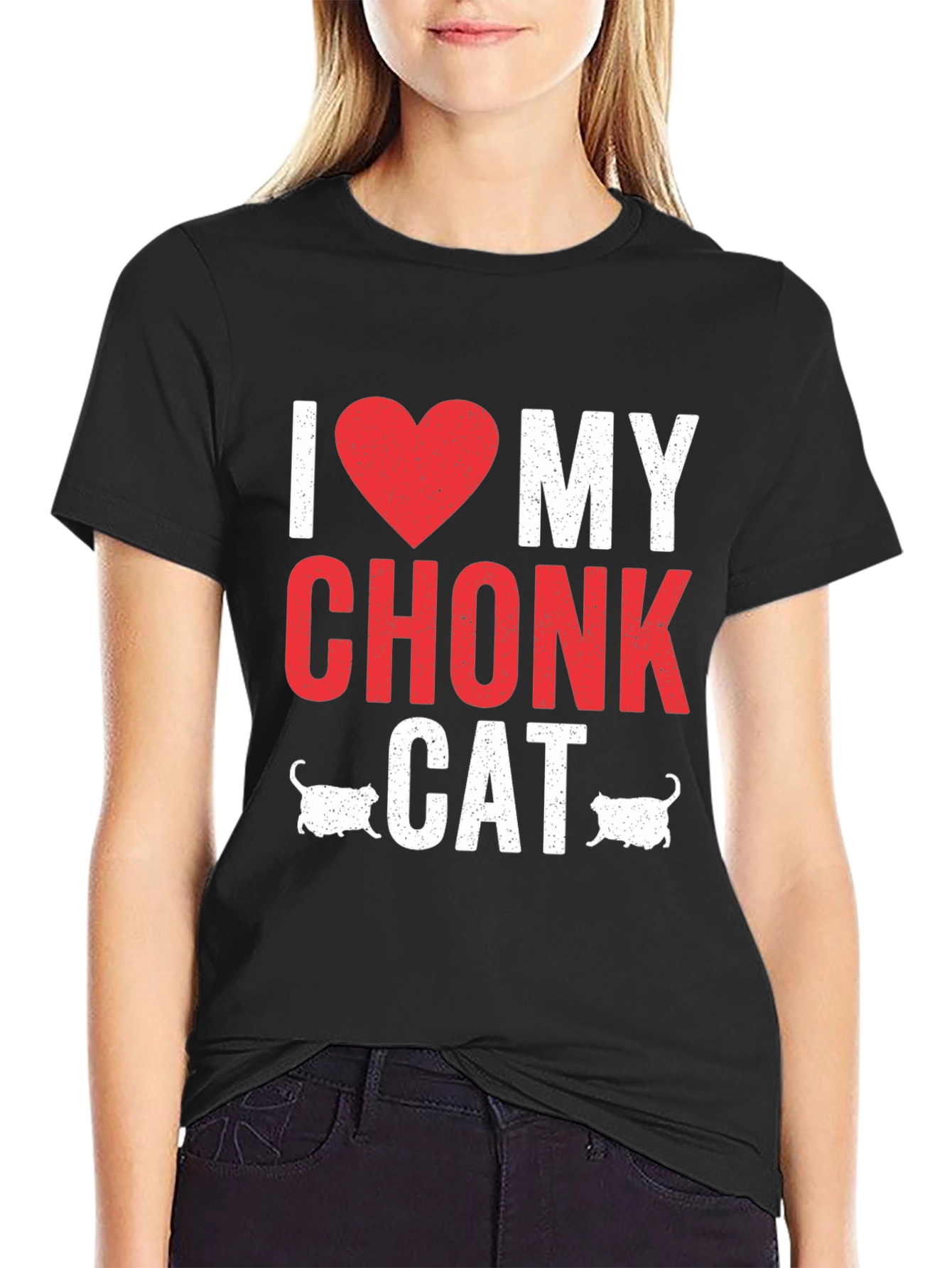 I Heart My Chonk Cat Graphic T-Shirt