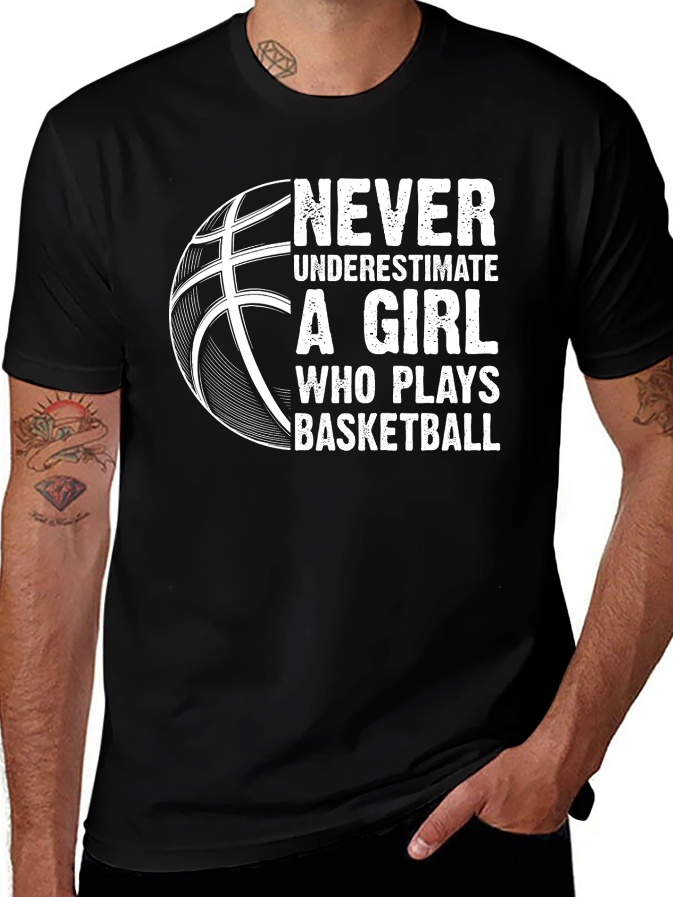 Never Underestimate A Girl Who Plays Basketball T-Shirt