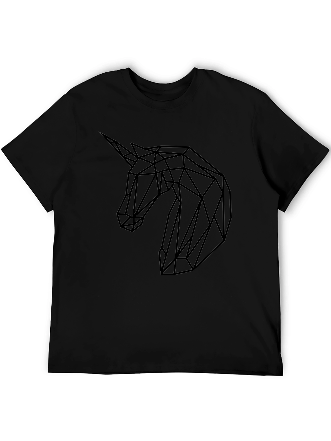 Geometric Unicorn Black T-Shirt