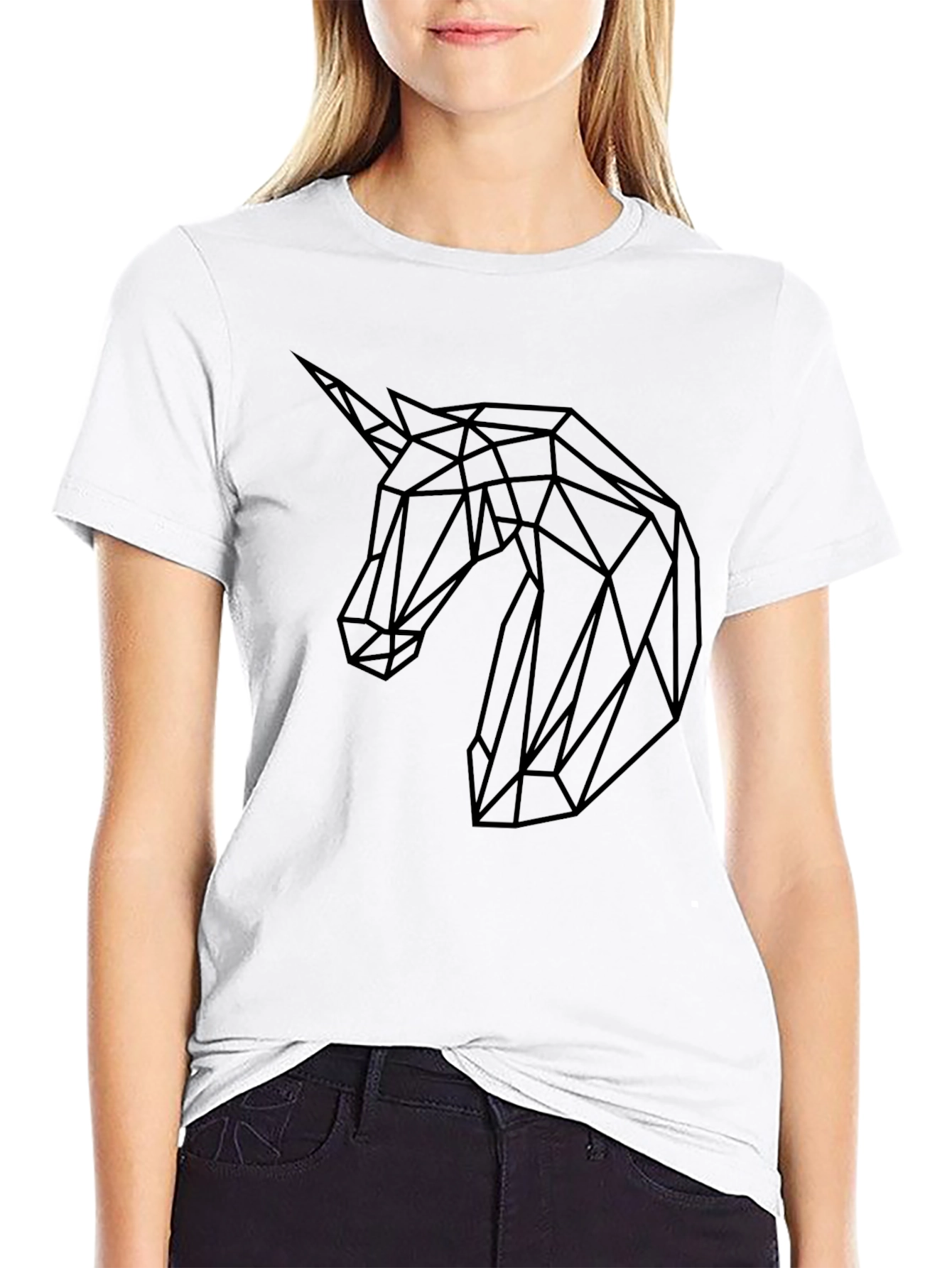 Geometric Unicorn Black T-Shirt