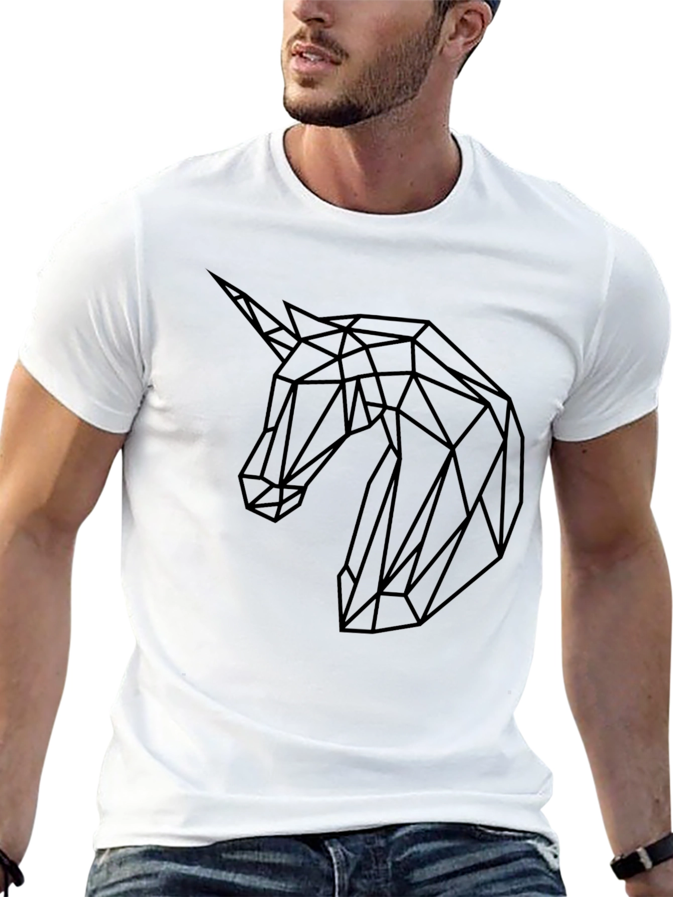 Geometric Unicorn Black T-Shirt
